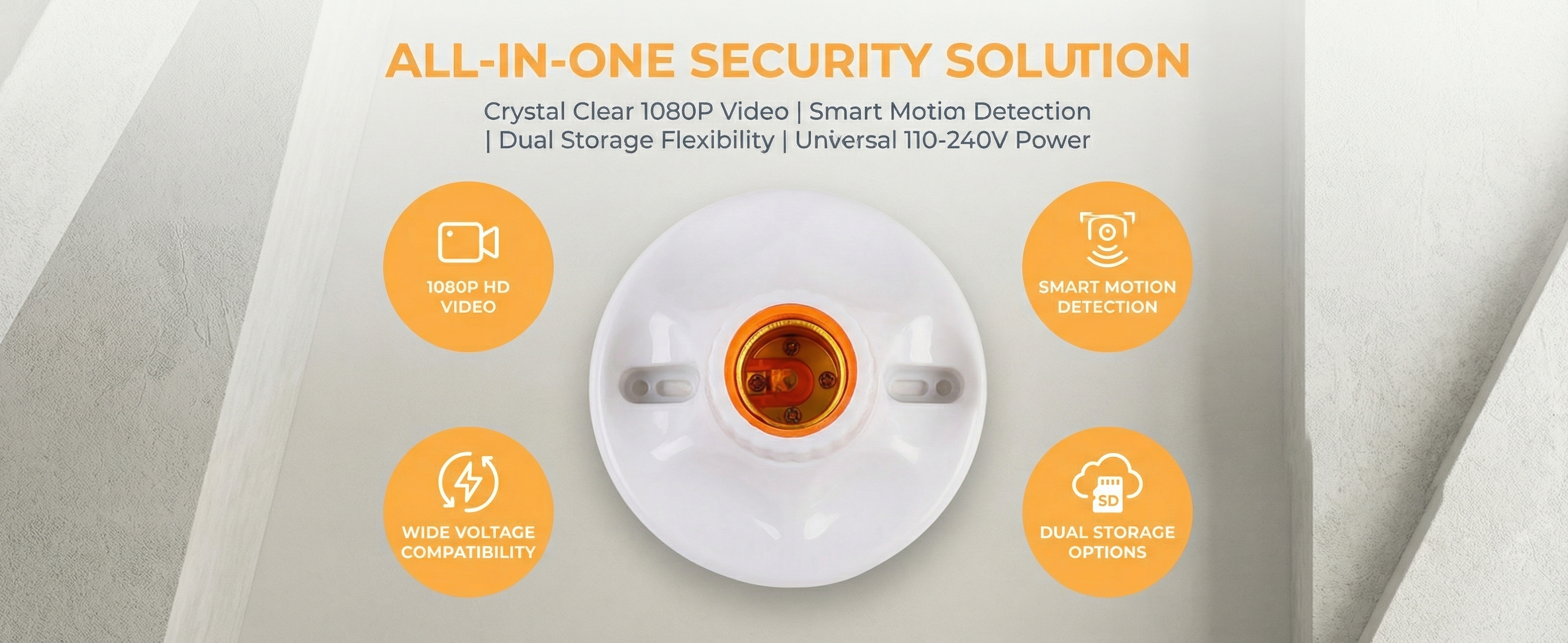 Smart Light Socket Camera Device – HD 1080P Wireless Video Recorder with WiFi, Motion Detection & Easy E27 Installation