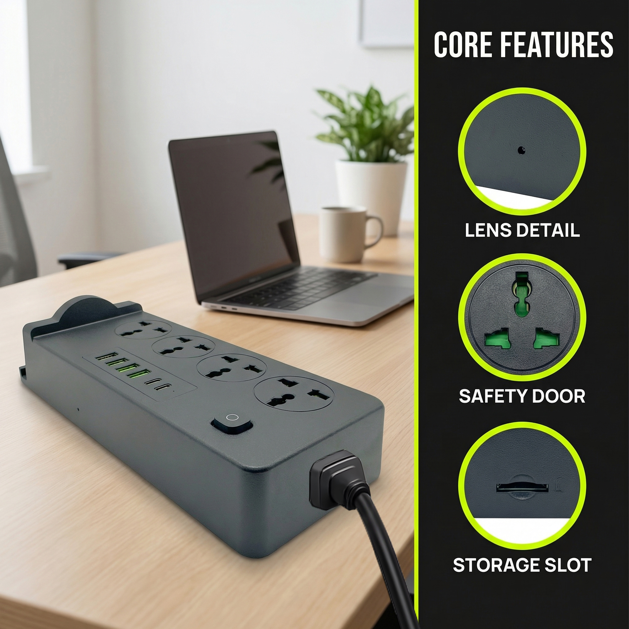 Smart Power Strip Camera Device – HD 1080P Wireless Video Recorder with WiFi, Motion Detection & Loop Recording