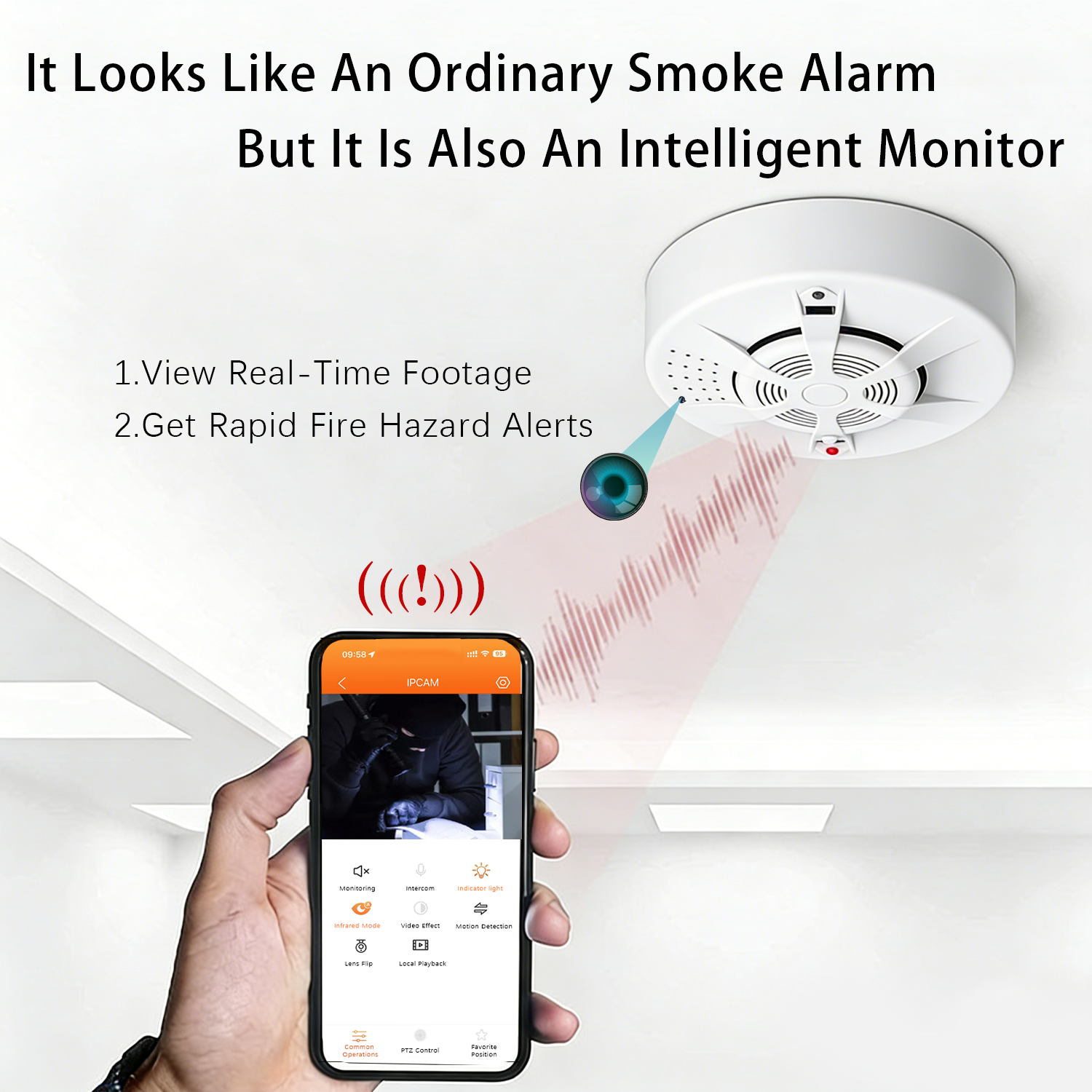 2-in-1 Smart Smoke Detector & Hidden Camera