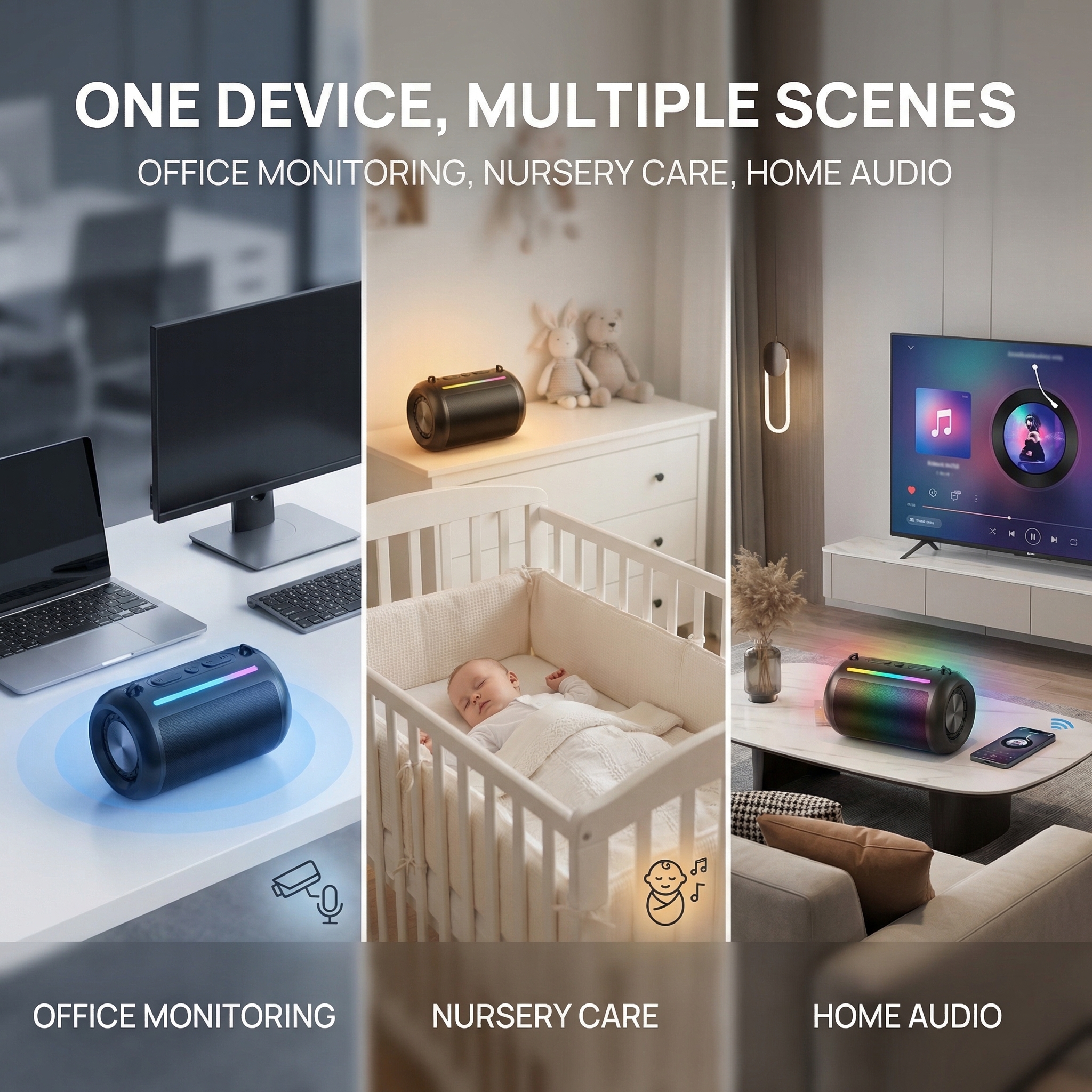 Smart Speaker Camera Device – Wireless HD 1080P Video Recorder with WiFi, Motion Detection & Loop Recording