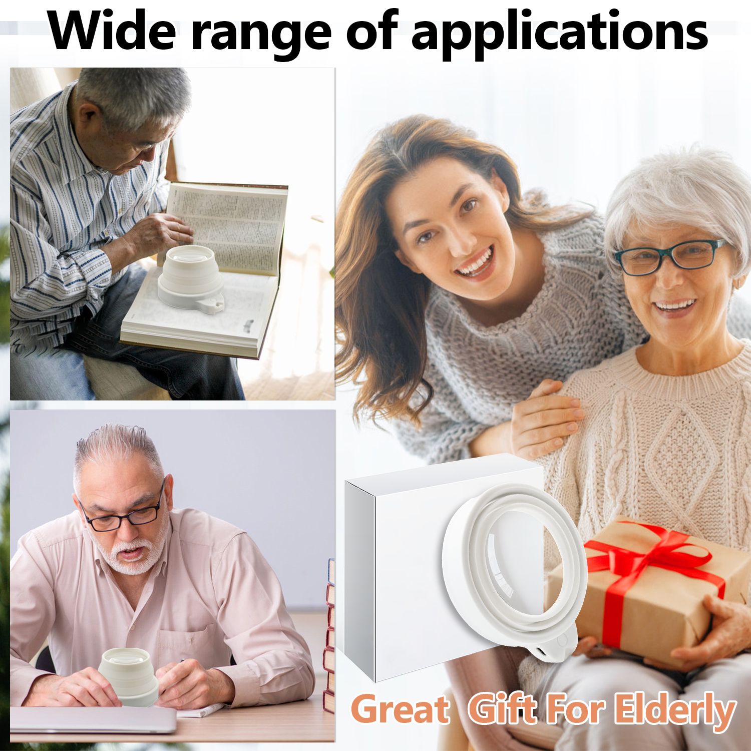 LED Magnifying Glass with Light – 3-Level Dimmable Reading Magnifier, Hands-Free Design for Seniors & Low Vision