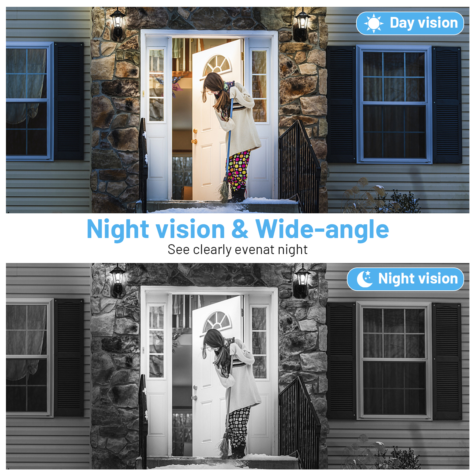 Wireless Smart Video Doorbell Camera with AI Human Detection, Two-Way Audio, PIR Motion Alert & Free Cloud Storage