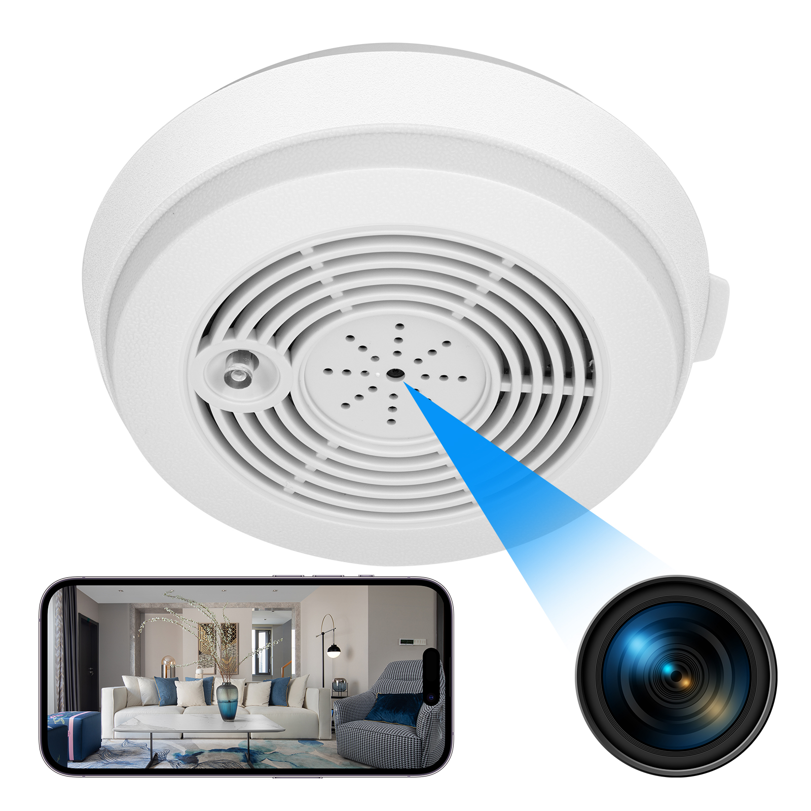 WiFi Ceiling Mount Indoor Security Camera with Motion Alerts