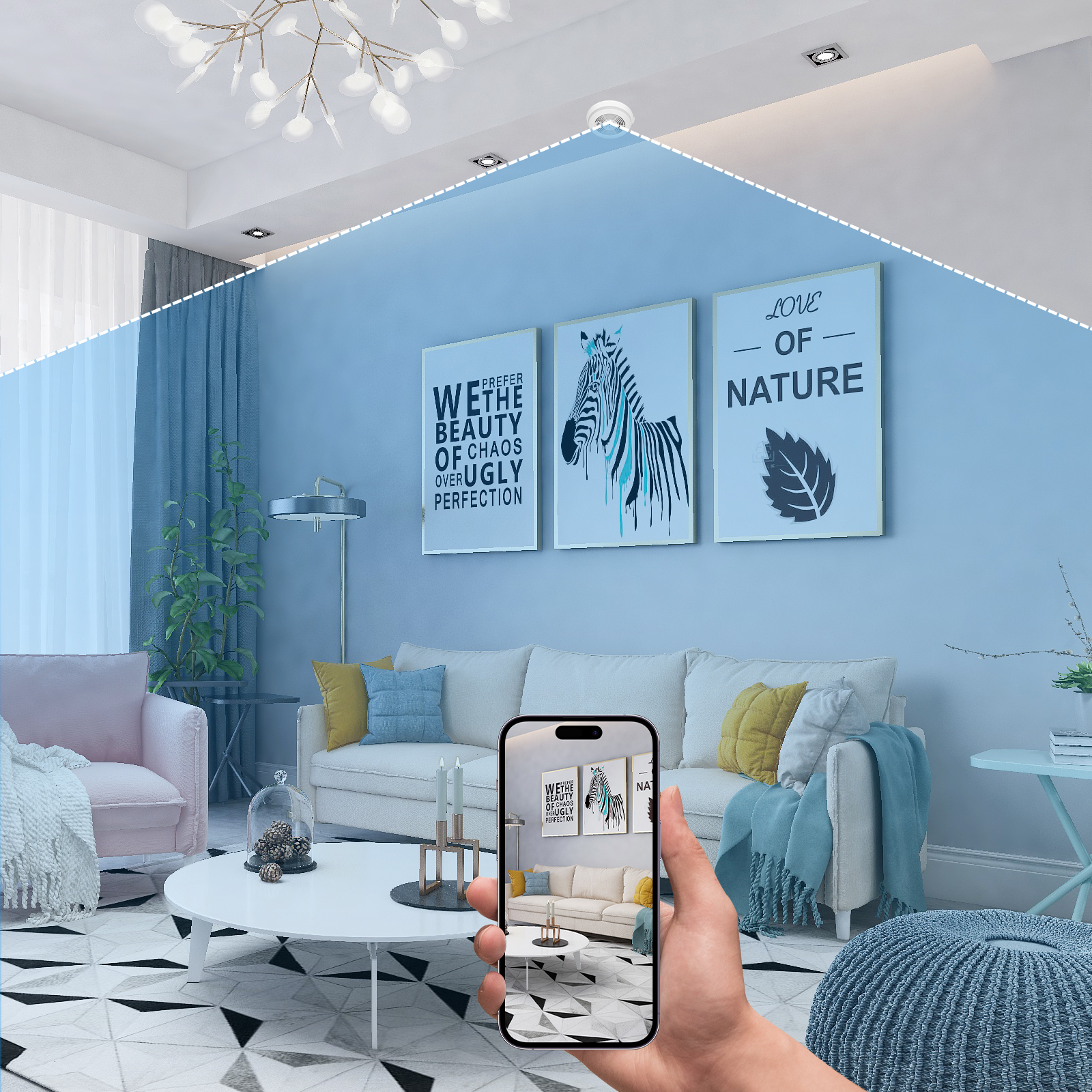 WiFi Ceiling Mount Indoor Security Camera with Motion Alerts