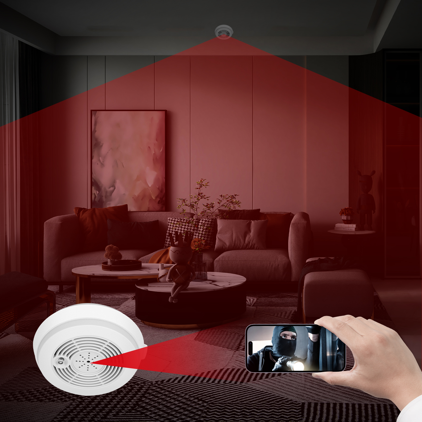 WiFi Ceiling Mount Indoor Security Camera with Motion Alerts