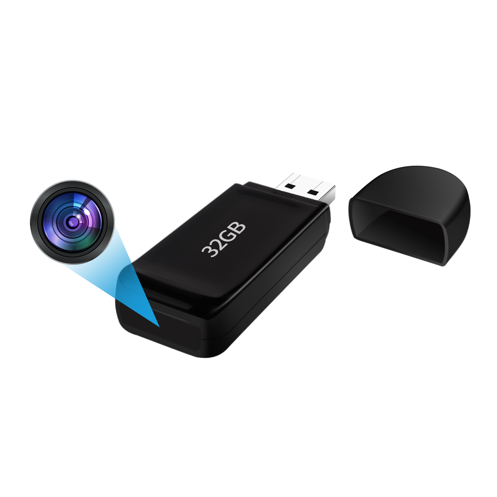 32GB USB Flash Drive Hidden Camera with Full HD 1080P Recording, Loop Video, and Touch Sensor for Home and Office Surveillance