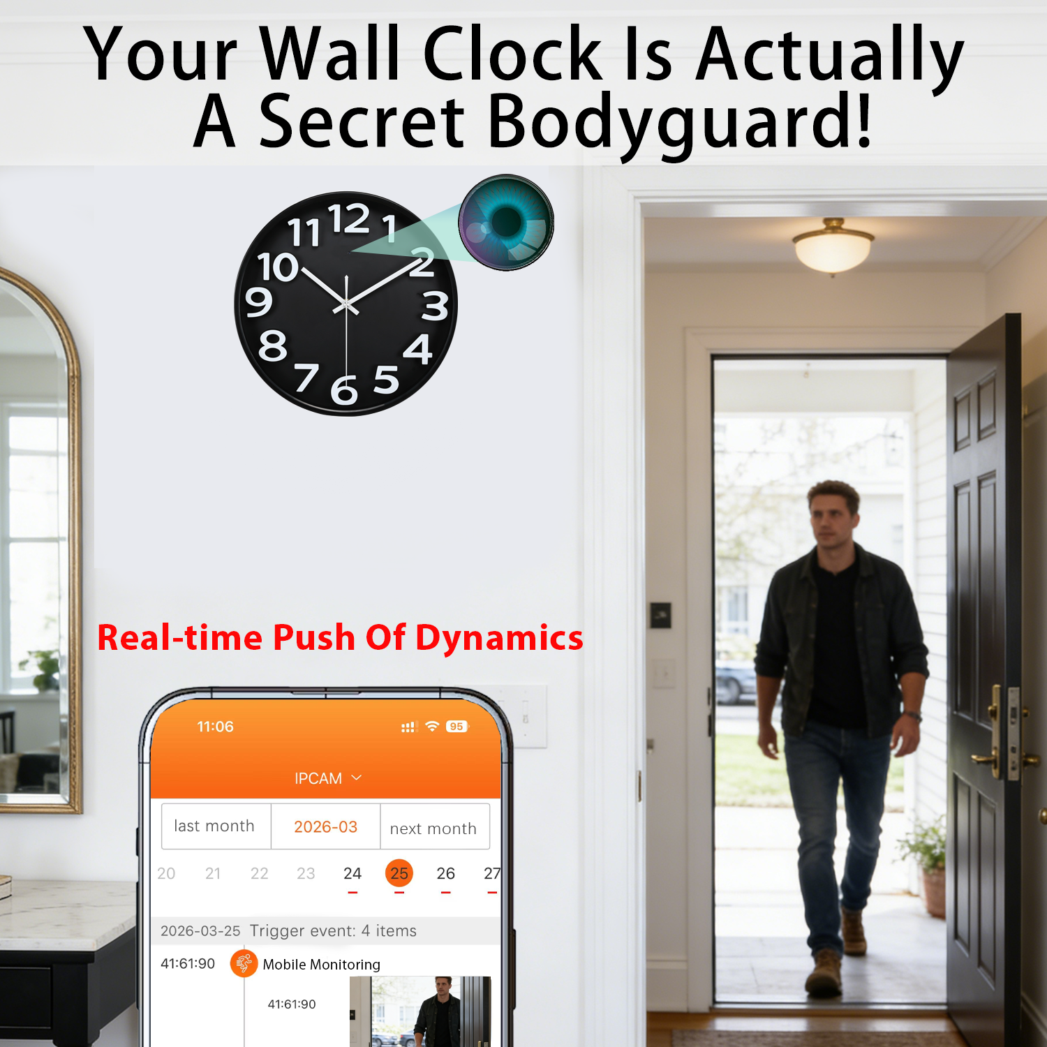 2.4G WiFi Hidden Camera Smart Clock Surveillance Real-Time Video  Motion Alerts