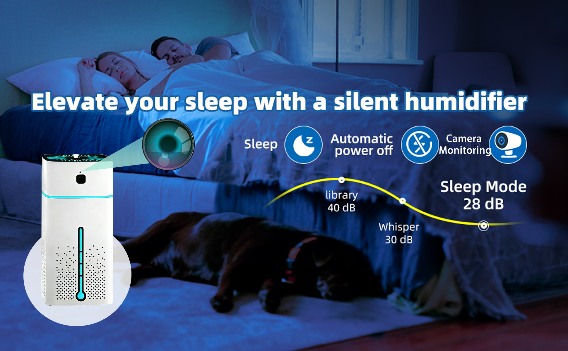 2-in-1 Smart Humidifier & Hidden Camera 1000ml High Capacity + 4K HD Recording Monitor Your Home While You Sleep