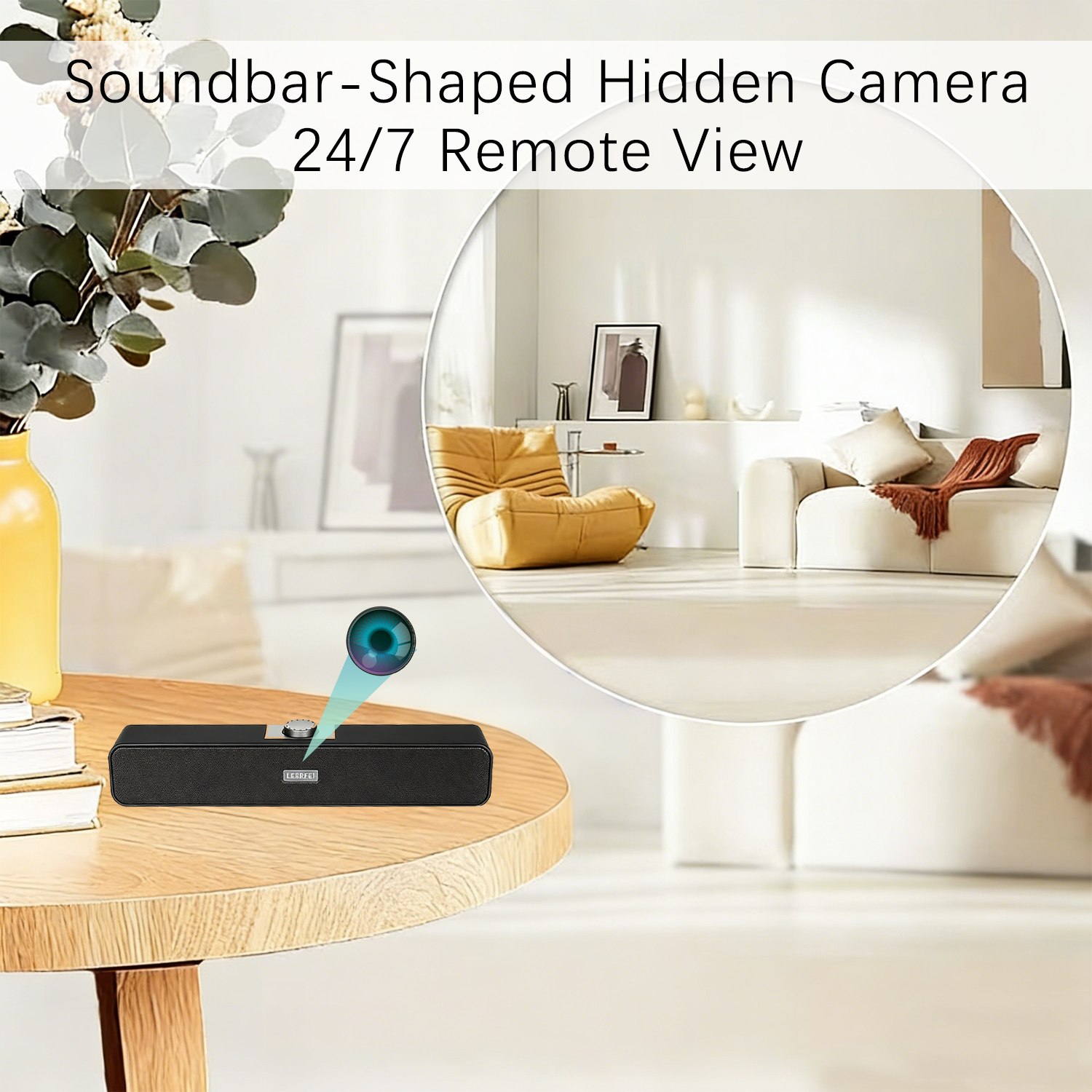 2-in-1 Soundbar Speaker Hidden Camera – 24/7 Remote View, Motion & Sound Detection