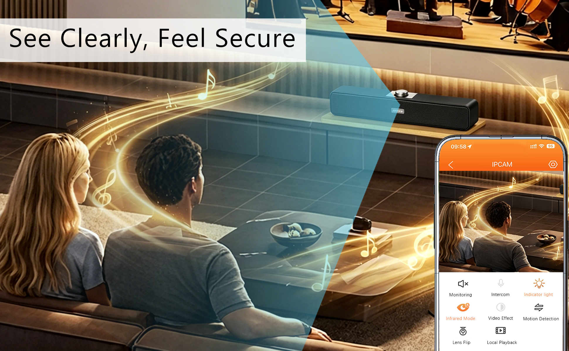 2-in-1 Soundbar Speaker Hidden Camera – 24/7 Remote View, Motion & Sound Detection