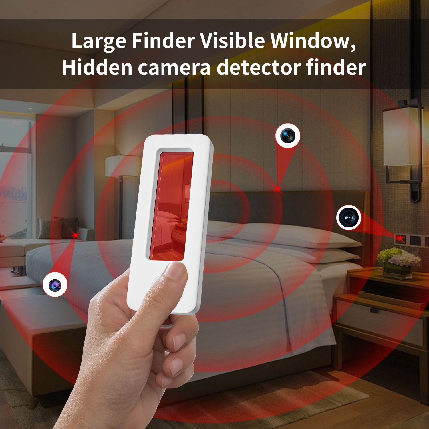 Portable Hidden Camera Detector Pen with Large Viewing Window, Multi-Mode Scanning, Long-Range Signal Detection and Infrared Lens Finder for Privacy Protection