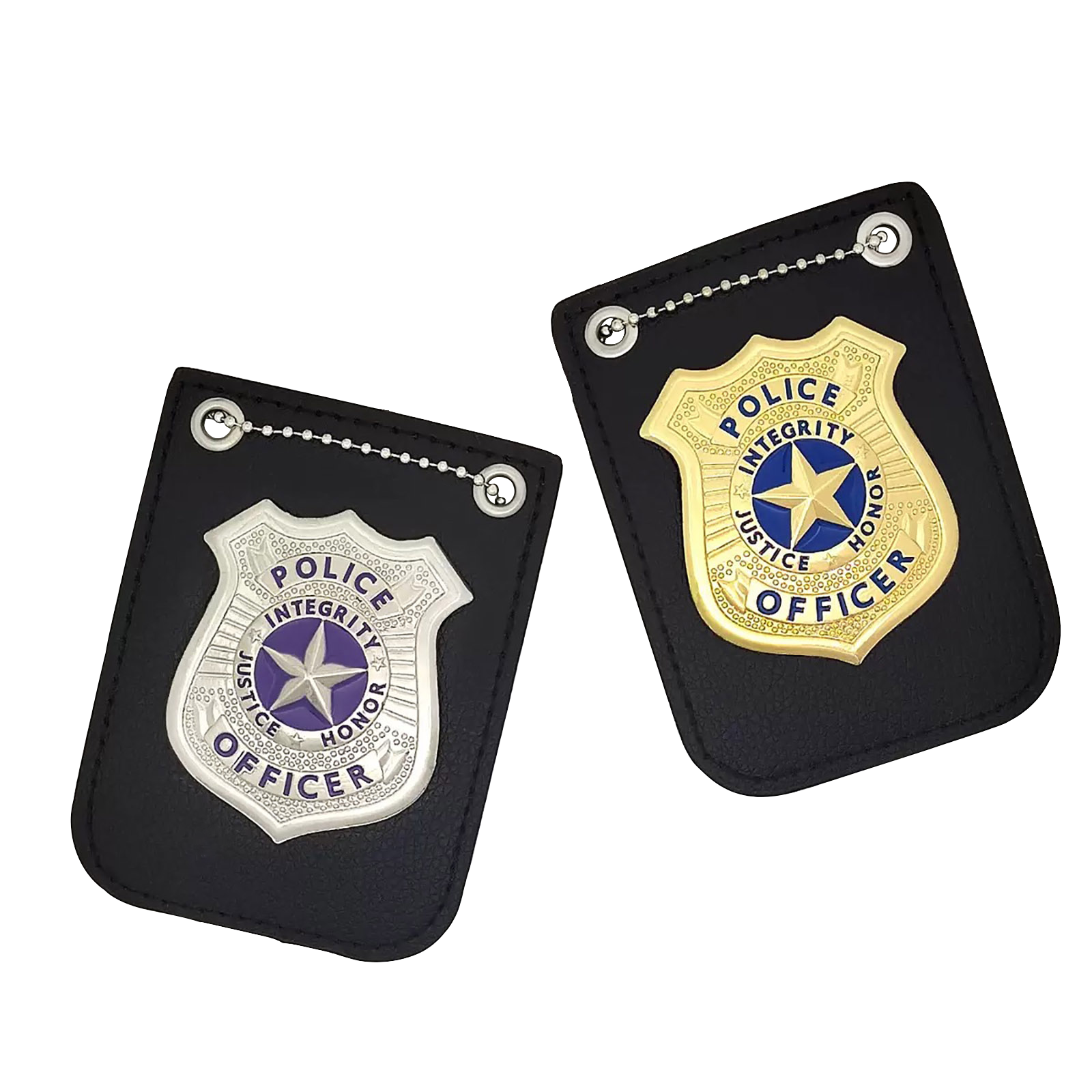 Police Badge Style ID Holder – Classic Metal Badge with Leather Wallet for Cosplay, Collection & Display