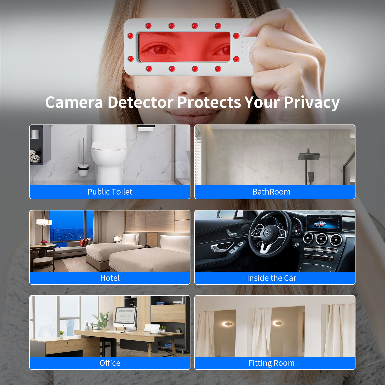 Portable Hidden Camera Detector Pen with Large Viewing Window, Multi-Mode Scanning, Long-Range Signal Detection and Infrared Lens Finder for Privacy Protection