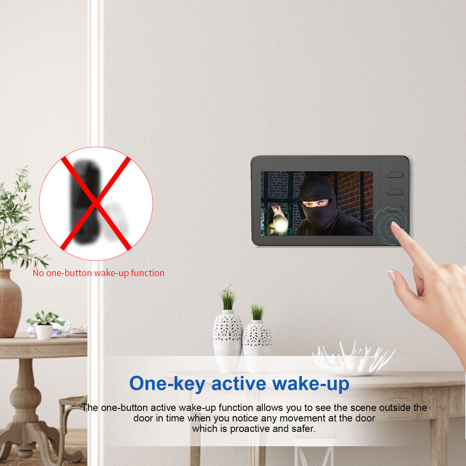 Wireless Smart Video Doorbell Camera with 4.3" IPS Monitor, No WiFi No App Doorbell Camera, Two-Way Audio, IR Night Vision, 80m Long Range, Easy Installation Home Security Doorbell System