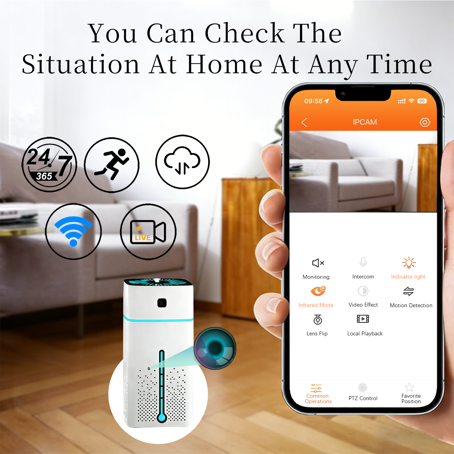 2-in-1 Smart Humidifier & Hidden Camera 1000ml High Capacity + 4K HD Recording — Monitor Your Home While You Sleep