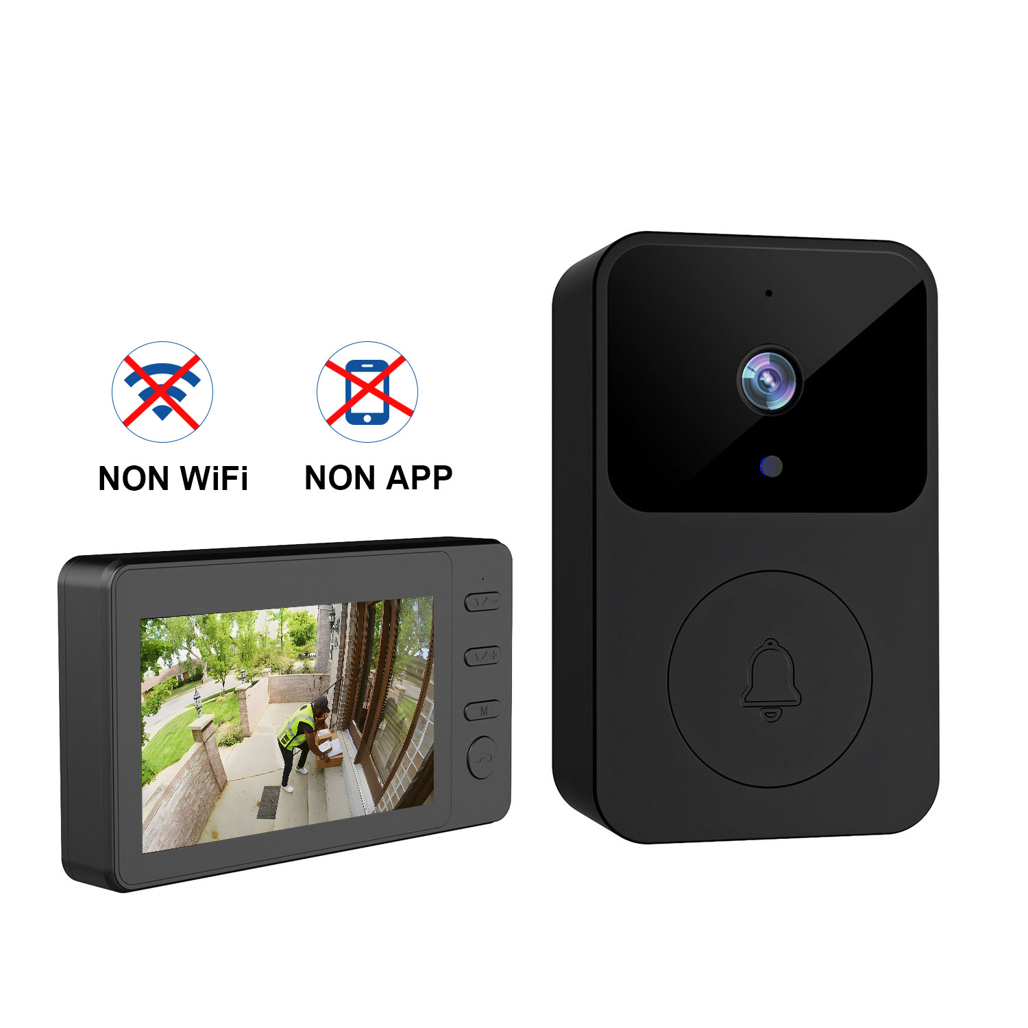 Wireless Smart Video Doorbell Camera with 4.3" IPS Monitor, No WiFi No App Doorbell Camera, Two-Way Audio, IR Night Vision, 80m Long Range, Easy Installation Home Security Doorbell System