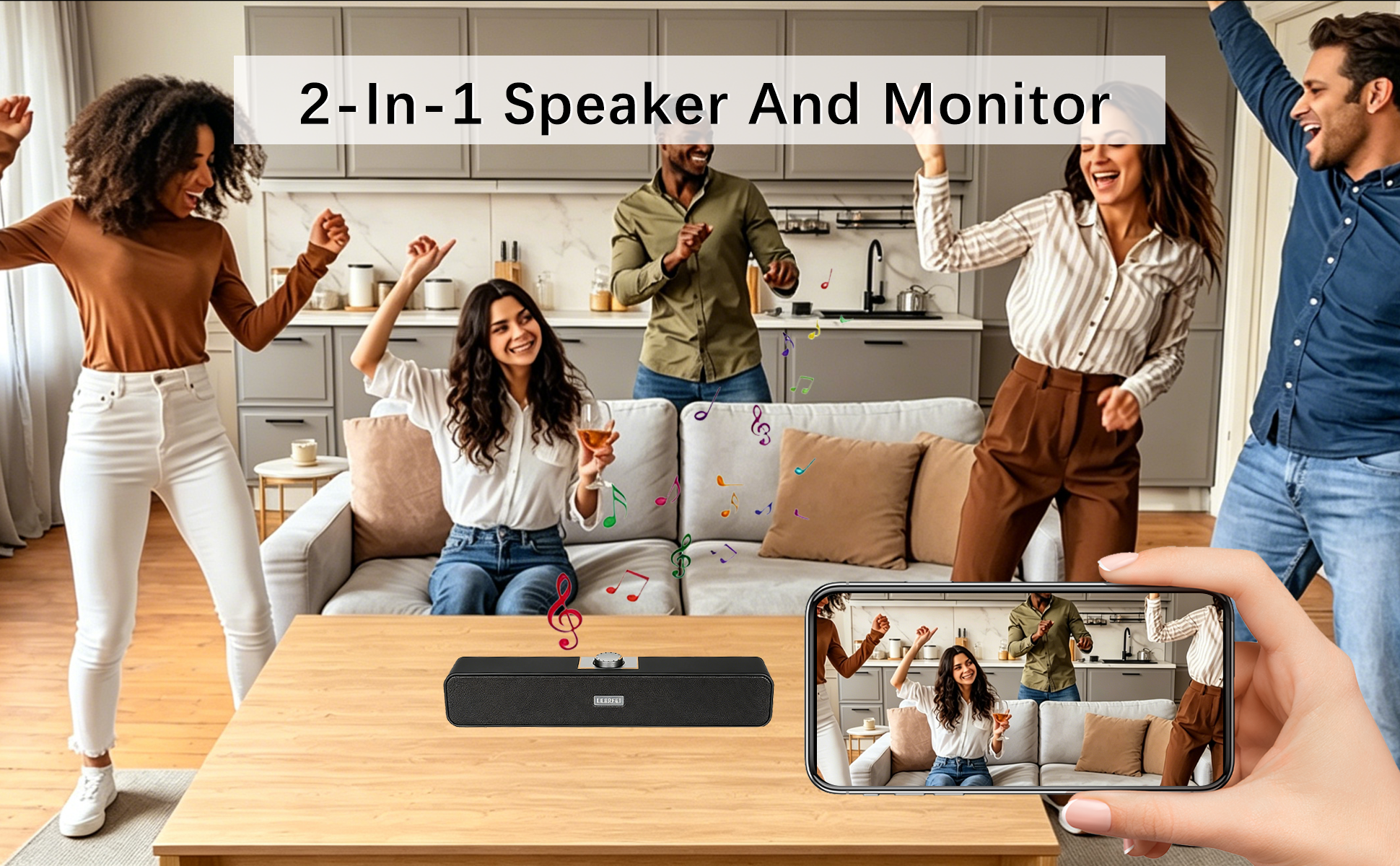 2-in-1 Soundbar Speaker Hidden Camera – 24/7 Remote View, Motion & Sound Detection