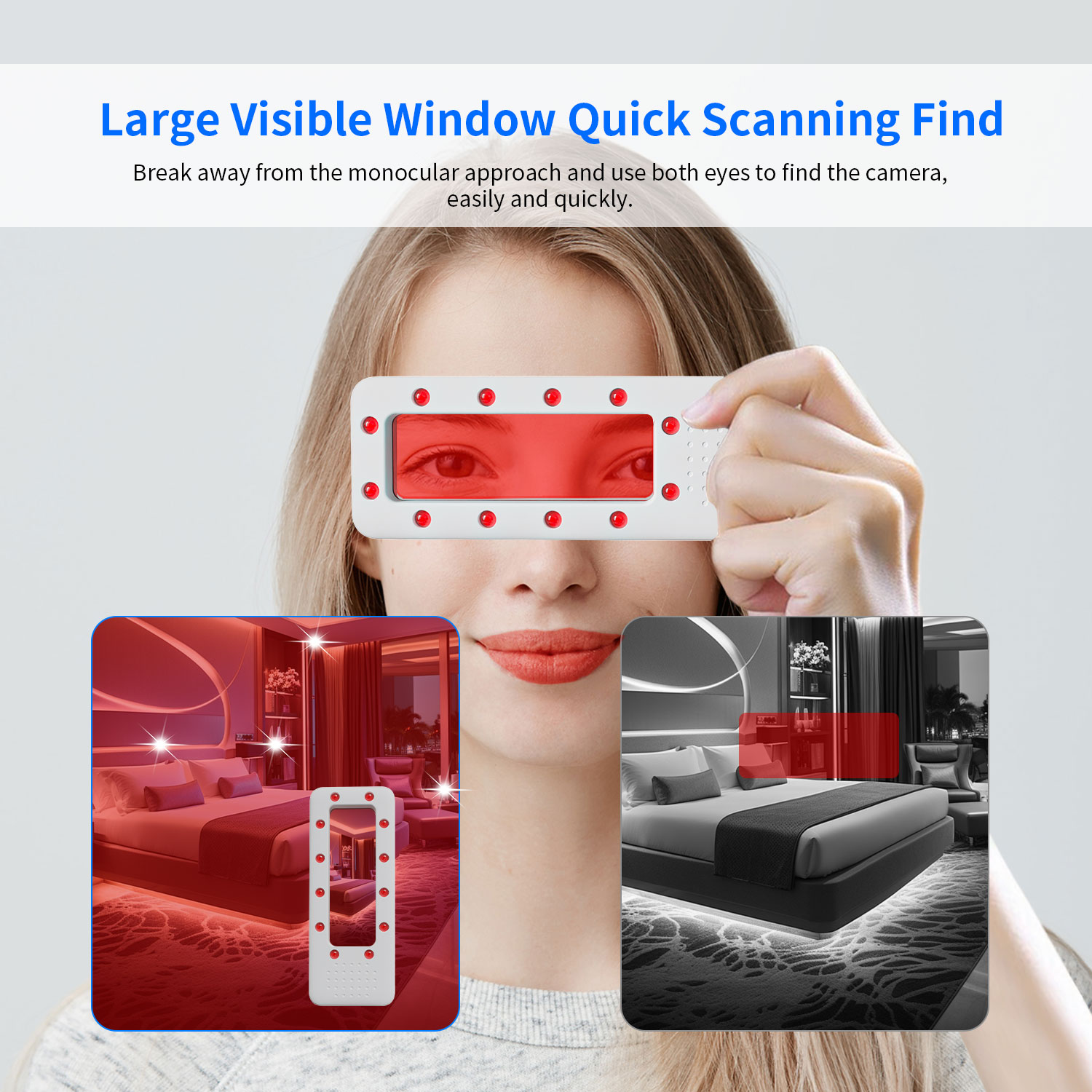 Portable Hidden Camera Detector Pen with Large Viewing Window, Multi-Mode Scanning, Long-Range Signal Detection and Infrared Lens Finder for Privacy Protection
