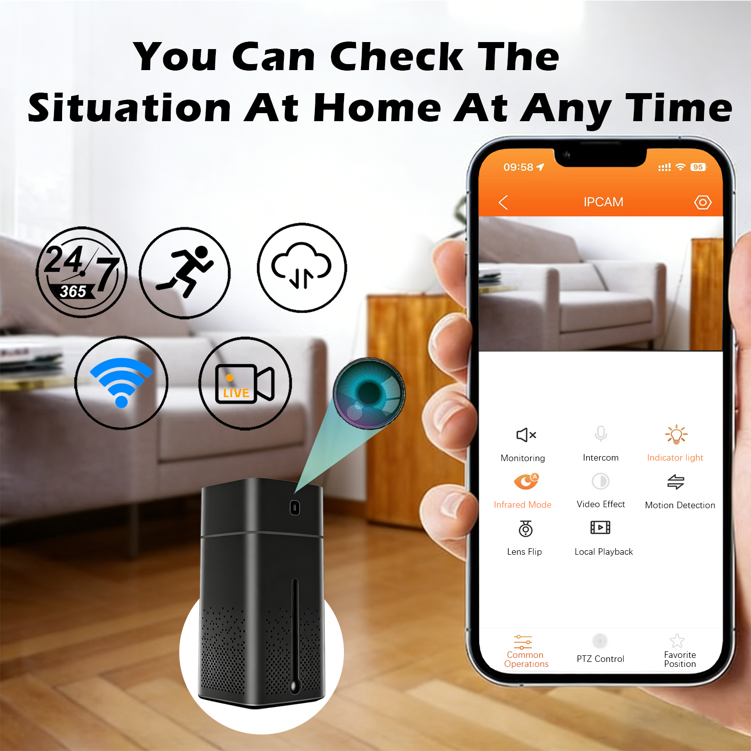 2-in-1 Humidifier & Hidden Camera – Smart Home Monitor with Real-Time Remote View, Silent Operation, and Motion Alerts – Discreet Security Camera That Blends into Any Room