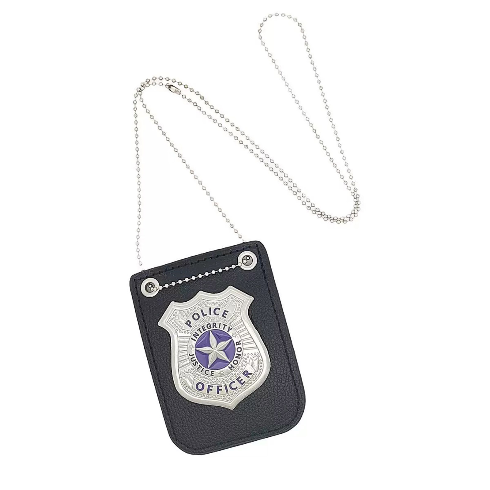 Police Badge Style ID Holder – Classic Metal Badge with Leather Wallet for Cosplay, Collection & Display