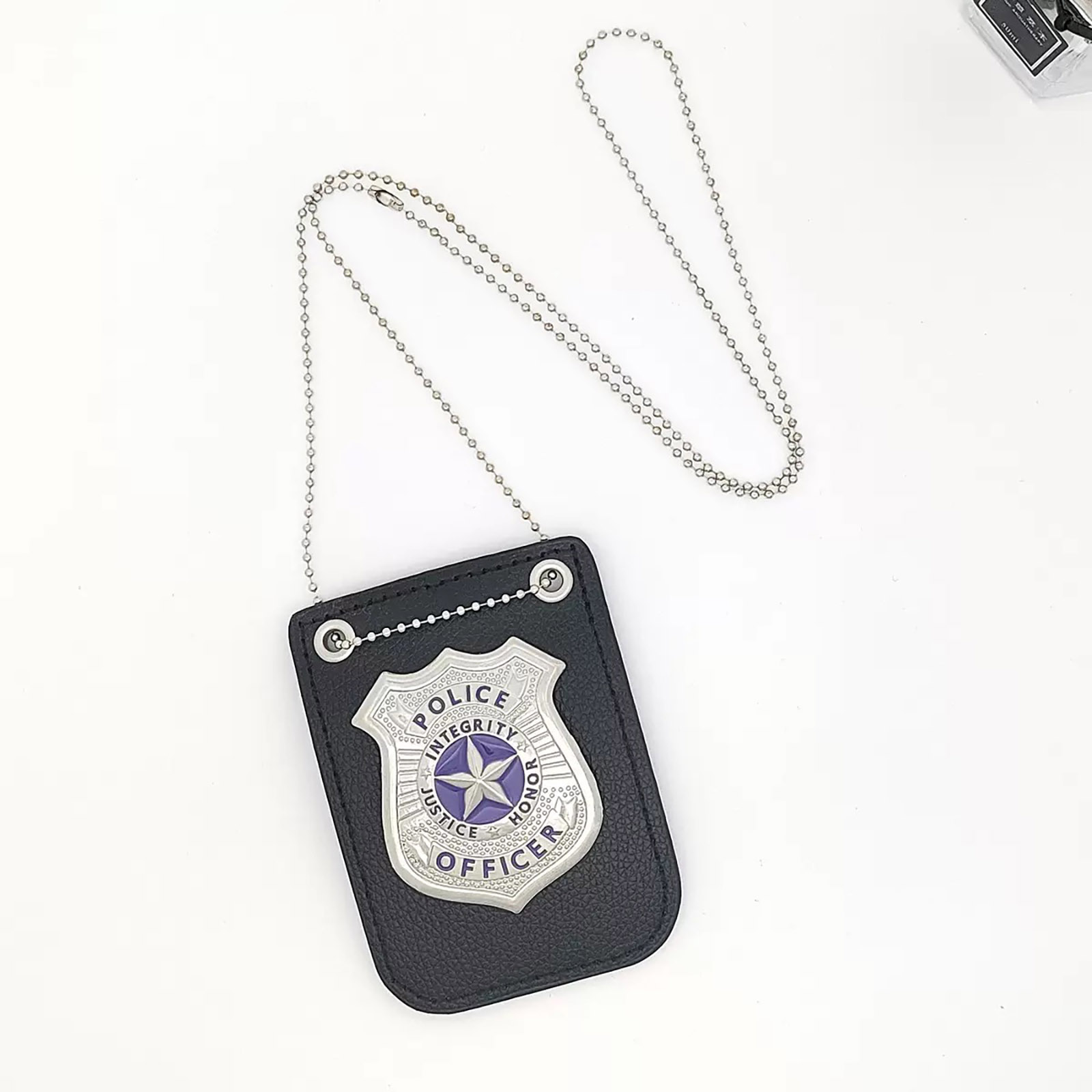 Police Badge Style ID Holder – Classic Metal Badge with Leather Wallet for Cosplay, Collection & Display