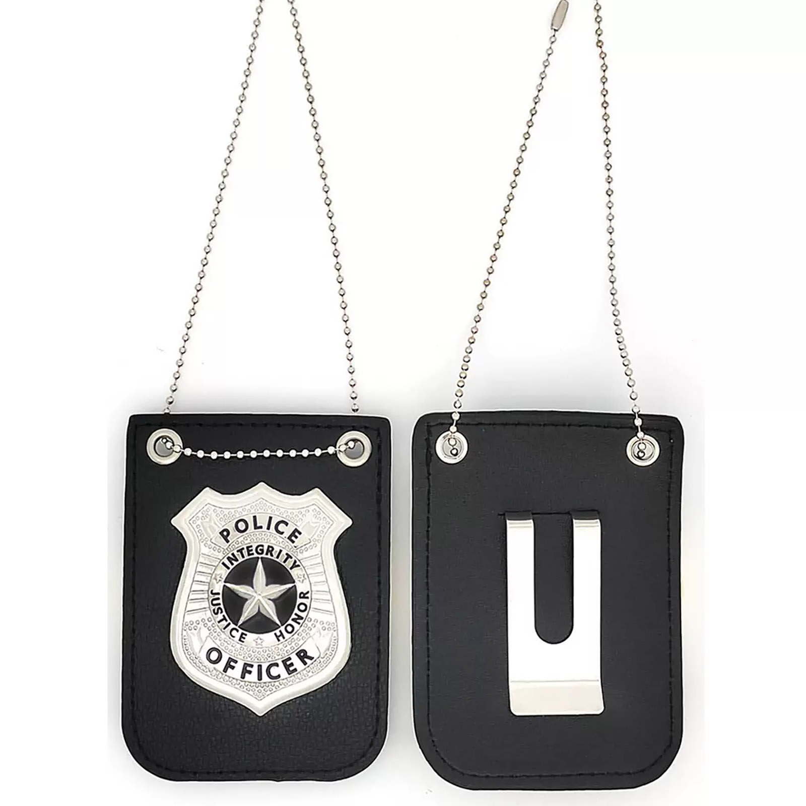 Police Badge Style ID Holder – Classic Metal Badge with Leather Wallet for Cosplay, Collection & Display