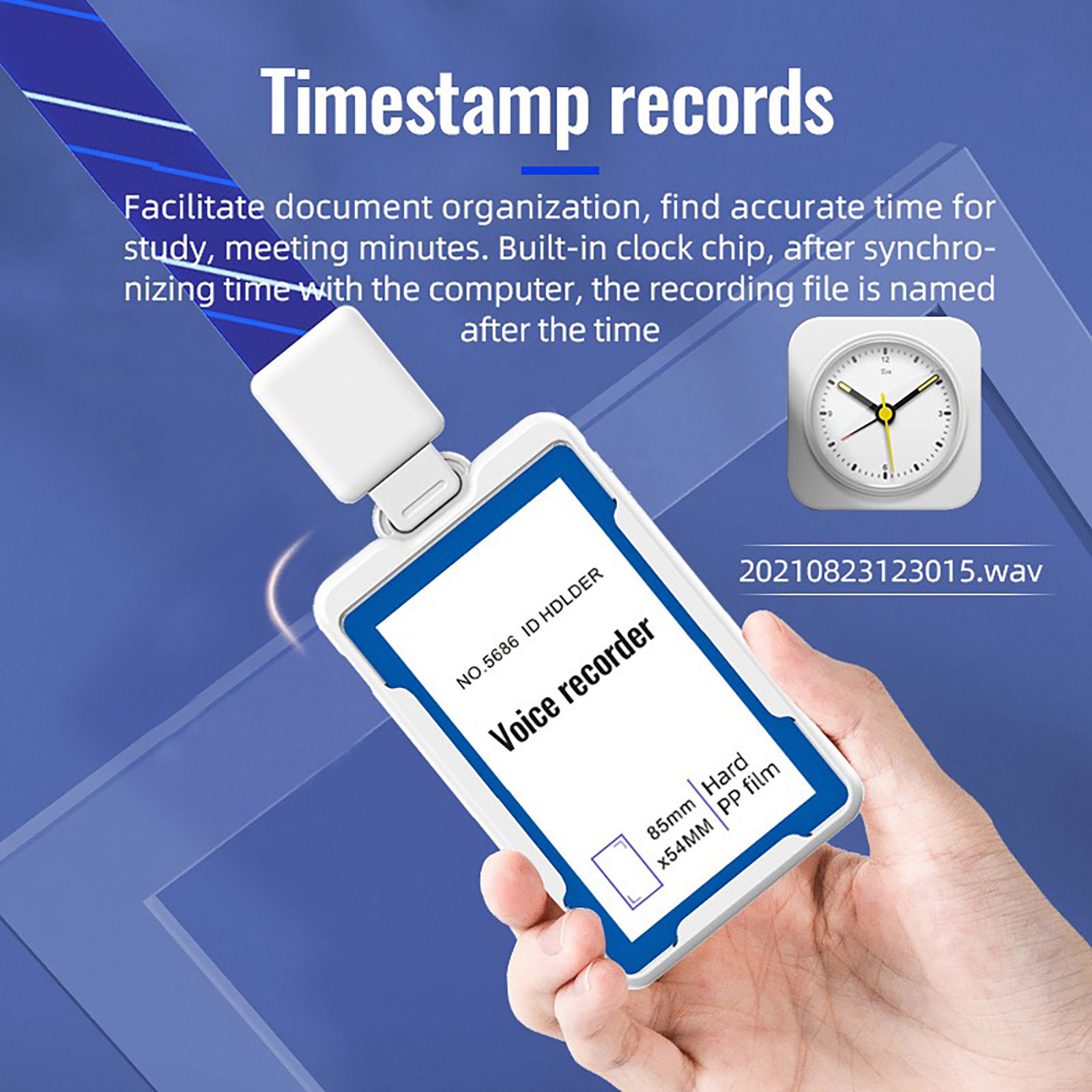 Smart ID Card Voice Recorder – Ultra Thin Portable Audio Recorder with One-Touch Recording & Timestamp Function