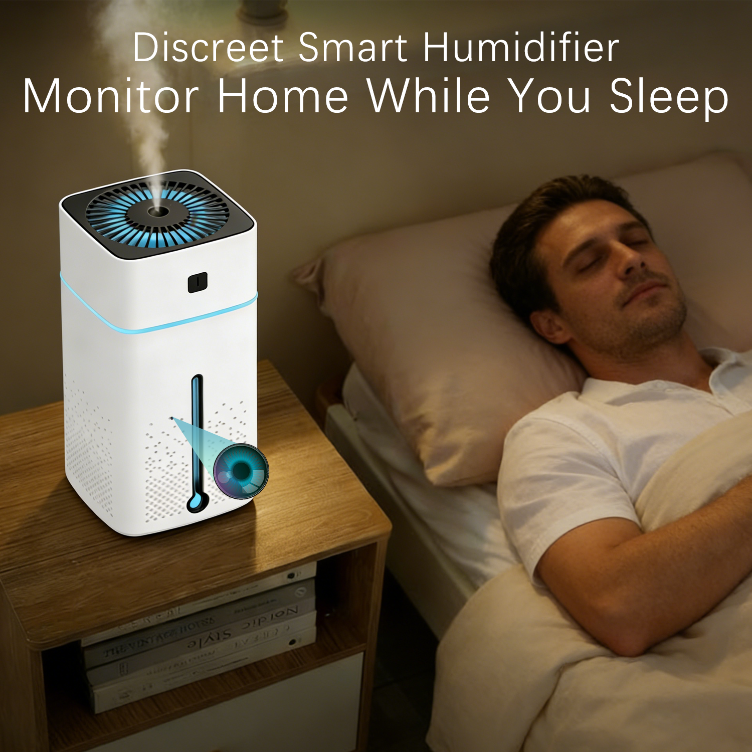 2-in-1 Smart Humidifier & Hidden Camera 1000ml High Capacity + 4K HD Recording — Monitor Your Home While You Sleep