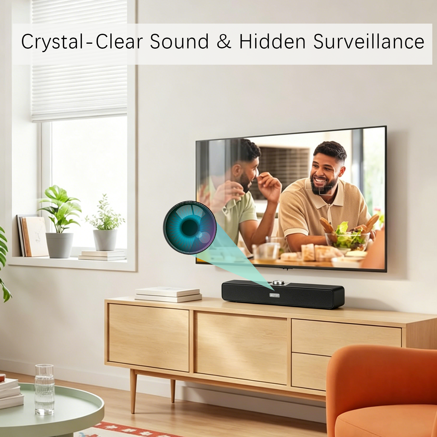 2-in-1 Soundbar Speaker Hidden Camera – 24/7 Remote View, Motion & Sound Detection
