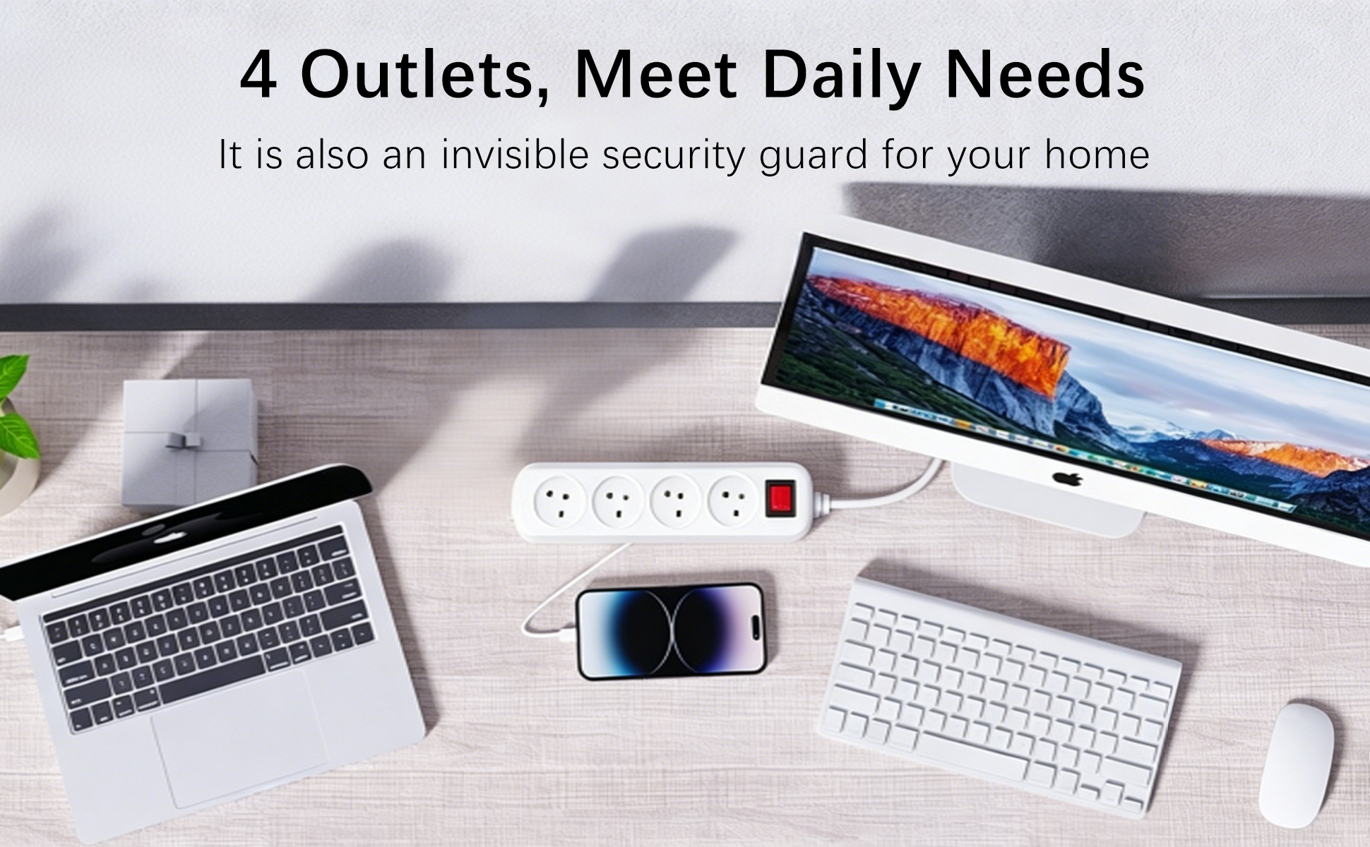 2-in-1 Power Strip Hidden Camera – Remote Viewing 24/7 | 4 Outlets for Home, Office & Travel