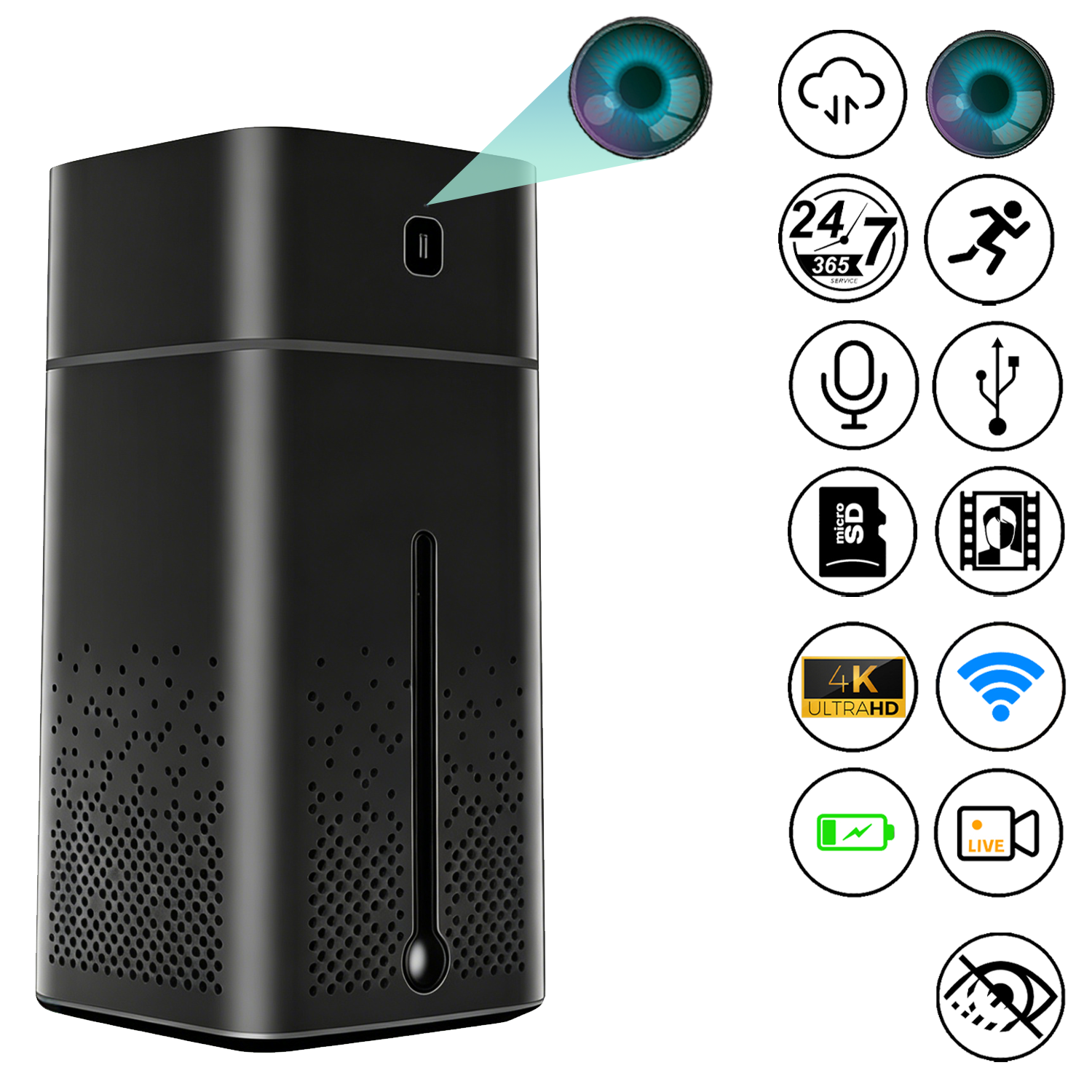 2-in-1 Humidifier & Hidden Camera – Smart Home Monitor with Real-Time Remote View, Silent Operation, and Motion Alerts – Discreet Security Camera That Blends into Any Room