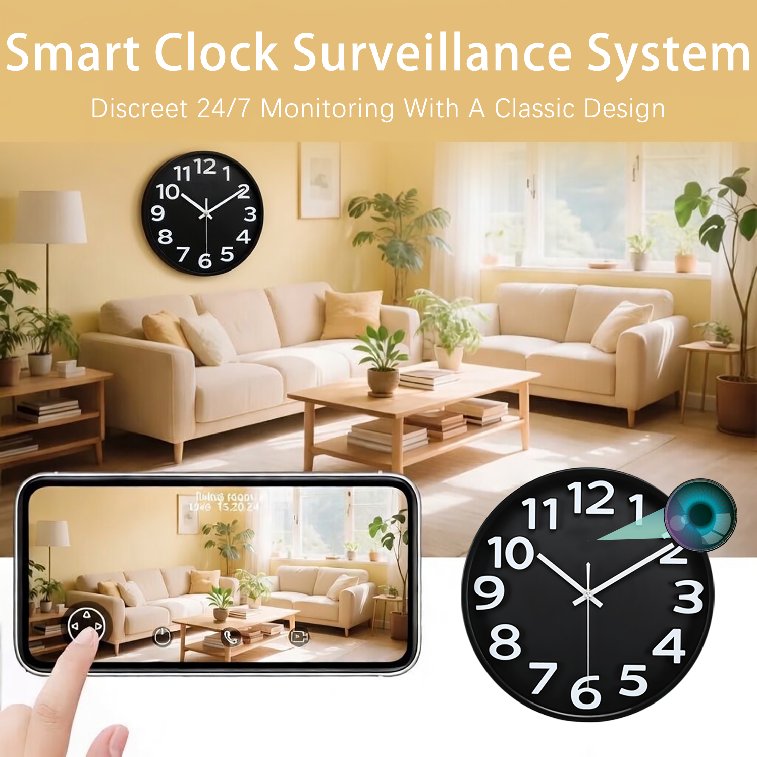 2.4G WiFi Hidden Camera Smart Clock Surveillance Real-Time Video  Motion Alerts