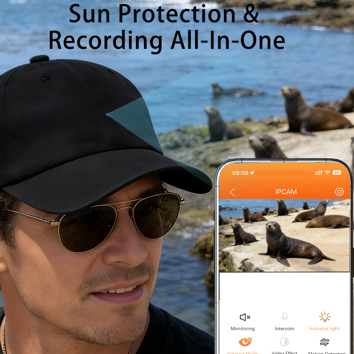 2-in-1 Sunglasses with Hidden Camera 1080p HD Recording + UV Protection for Cycling, Travel & Outdoor Adventure