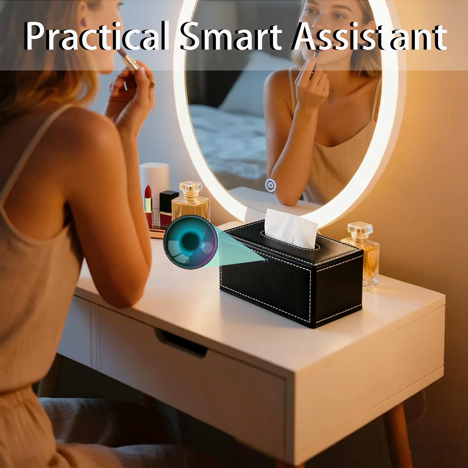 Tissue Box Hidden Cam – No Glow Lens, Watch Together, Smart Assistant