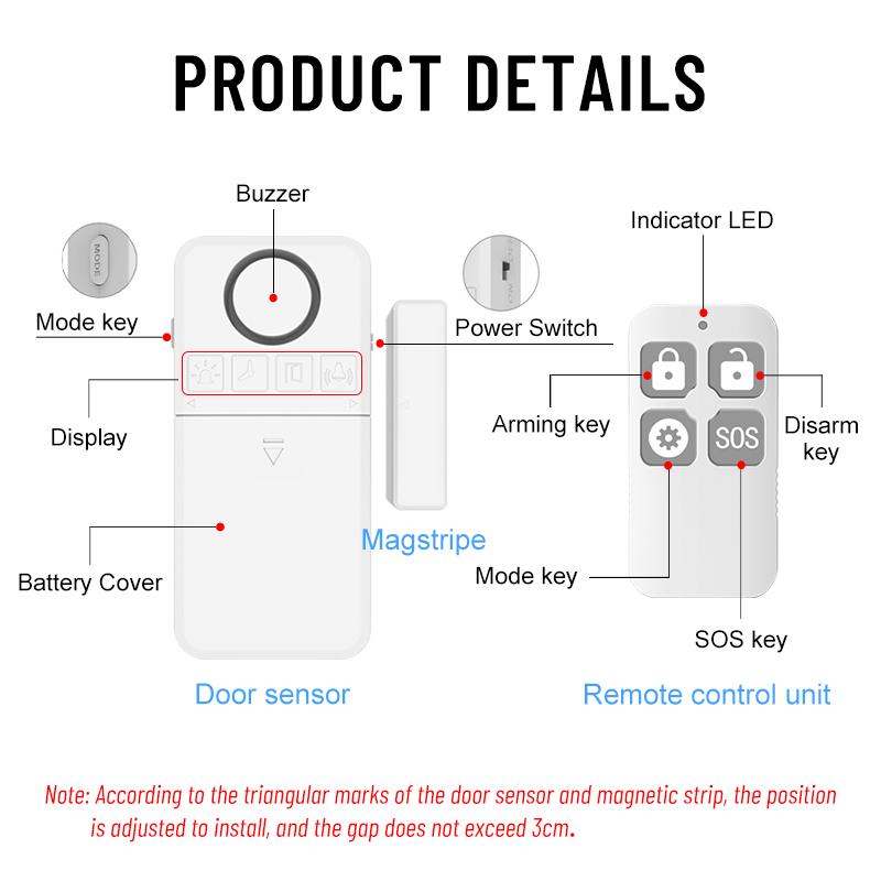 Remote Control Door Magnetic Alarm with SOS Feature