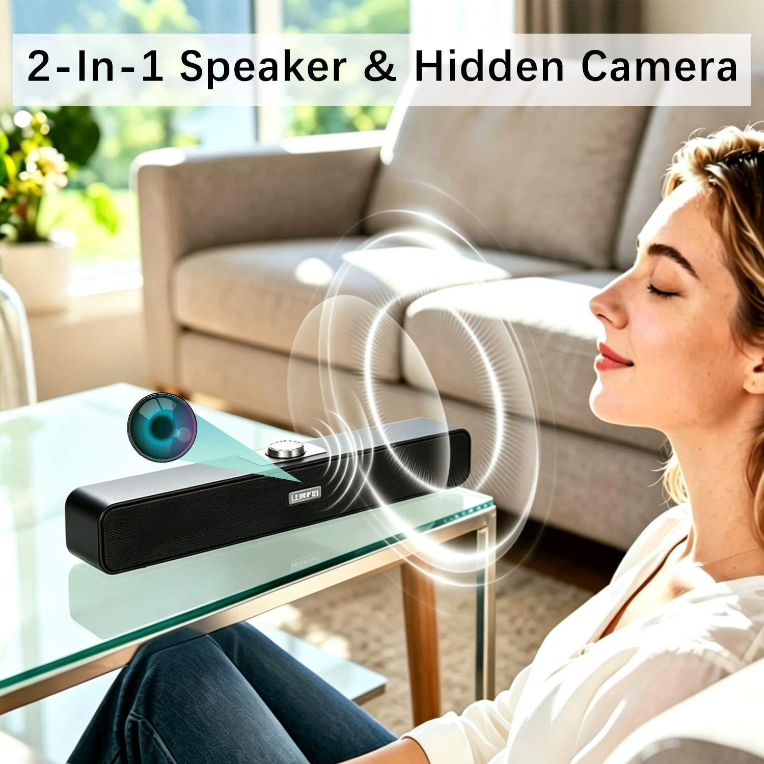 2-in-1 Soundbar Speaker Hidden Camera – 24/7 Remote View, Motion & Sound Detection