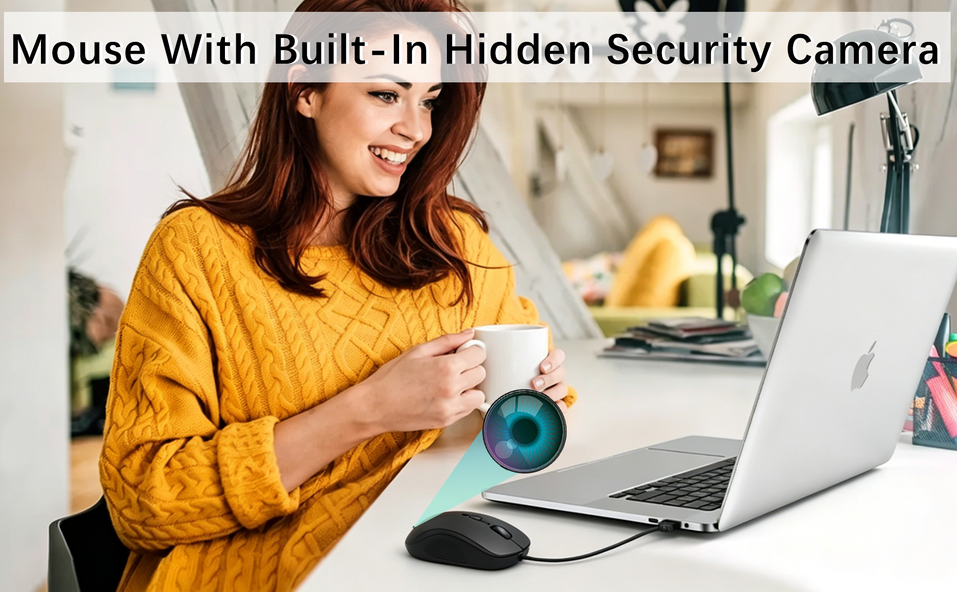 2-in-1 Surveillance Mouse – Hidden Camera with Loop Recording | Low-Key Design for Office, Home & Travel
