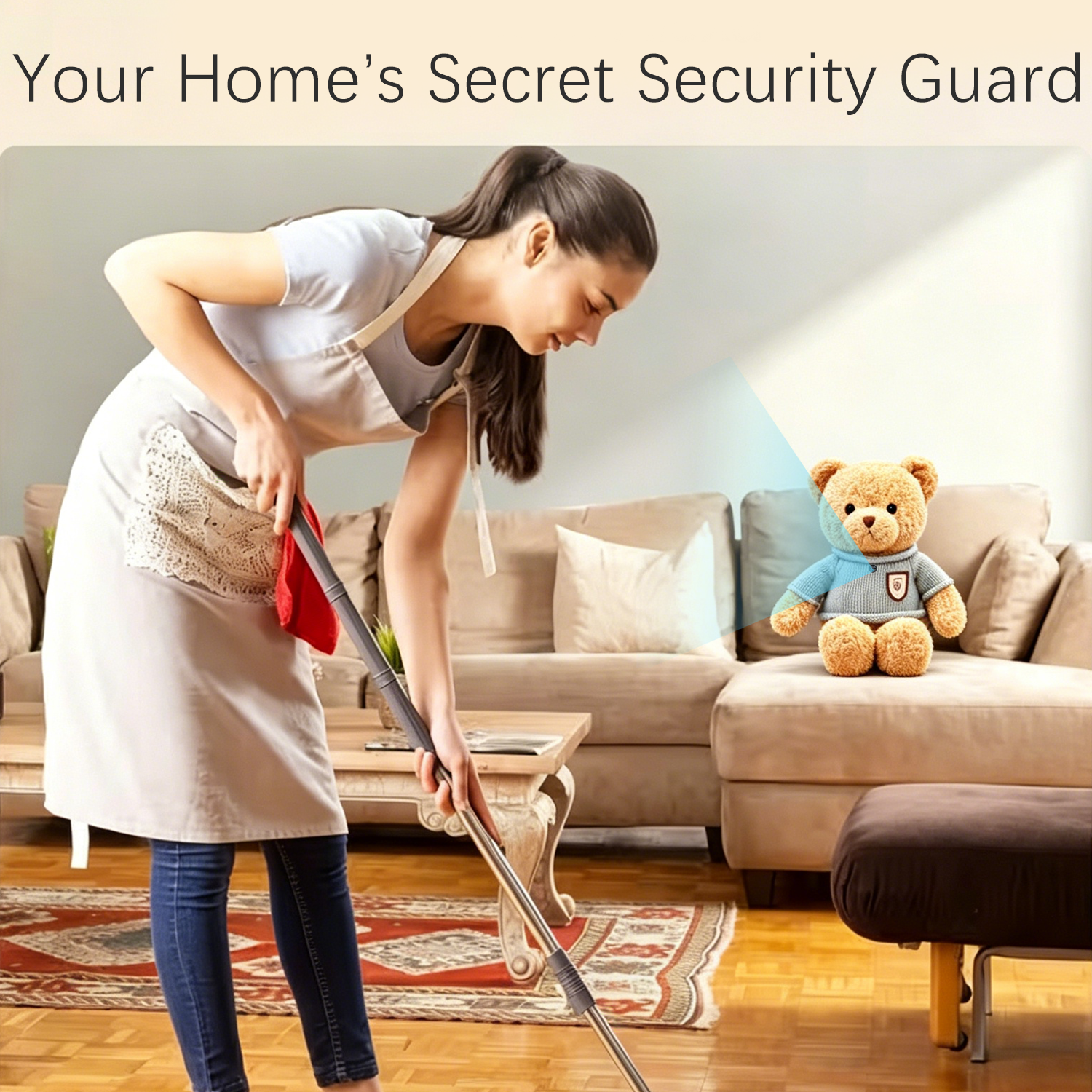 Teddy Bear Smart Camera, Rechargeable Home Monitoring Camera with Motion Detection