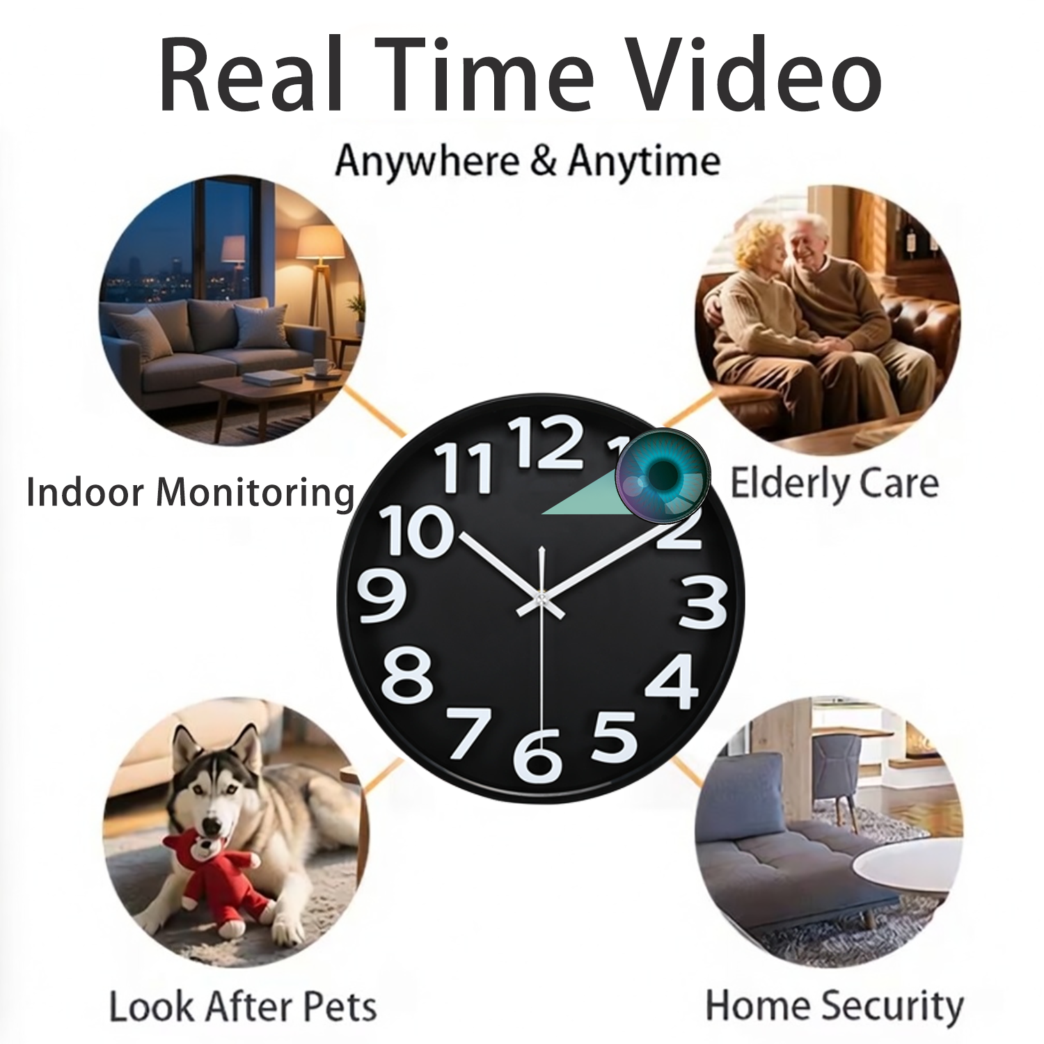 2.4G WiFi Hidden Camera Smart Clock Surveillance Real-Time Video  Motion Alerts