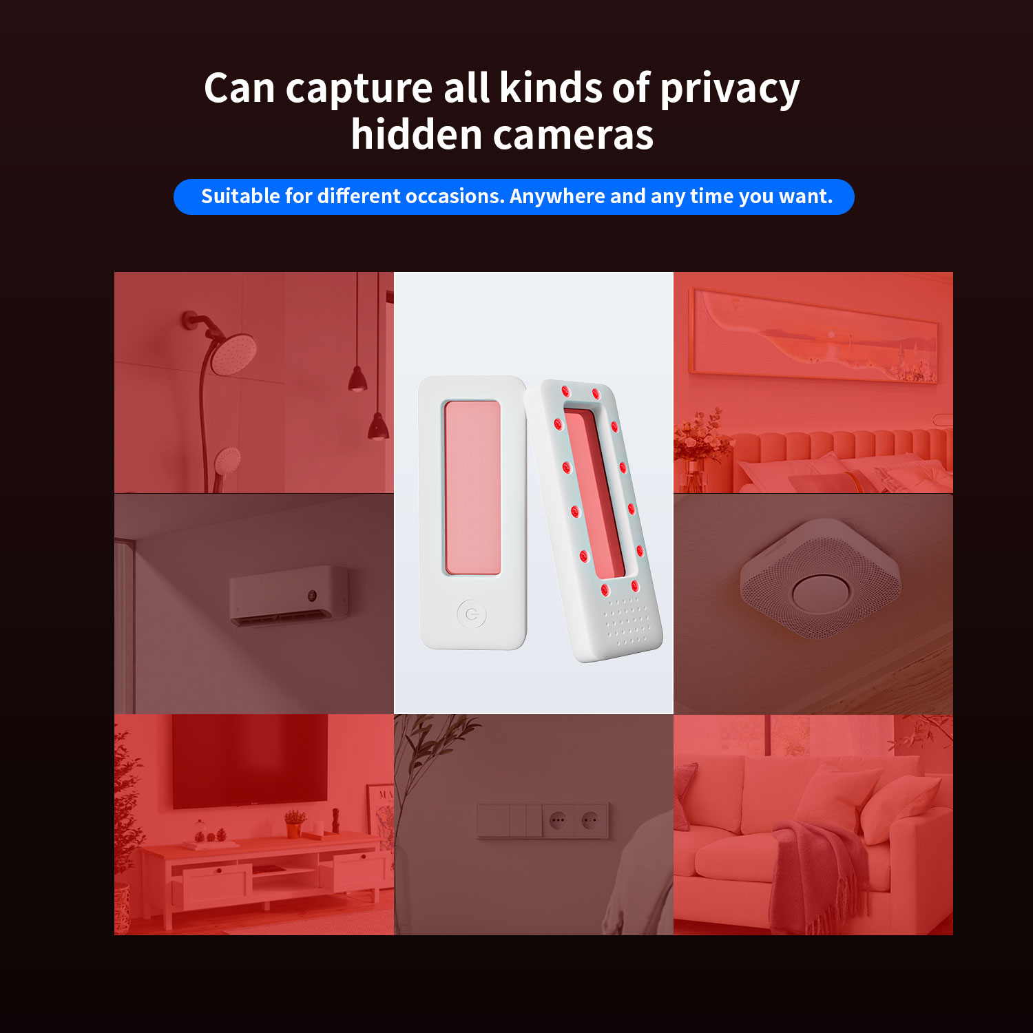Portable Hidden Camera Detector Pen with Large Viewing Window, Multi-Mode Scanning, Long-Range Signal Detection and Infrared Lens Finder for Privacy Protection