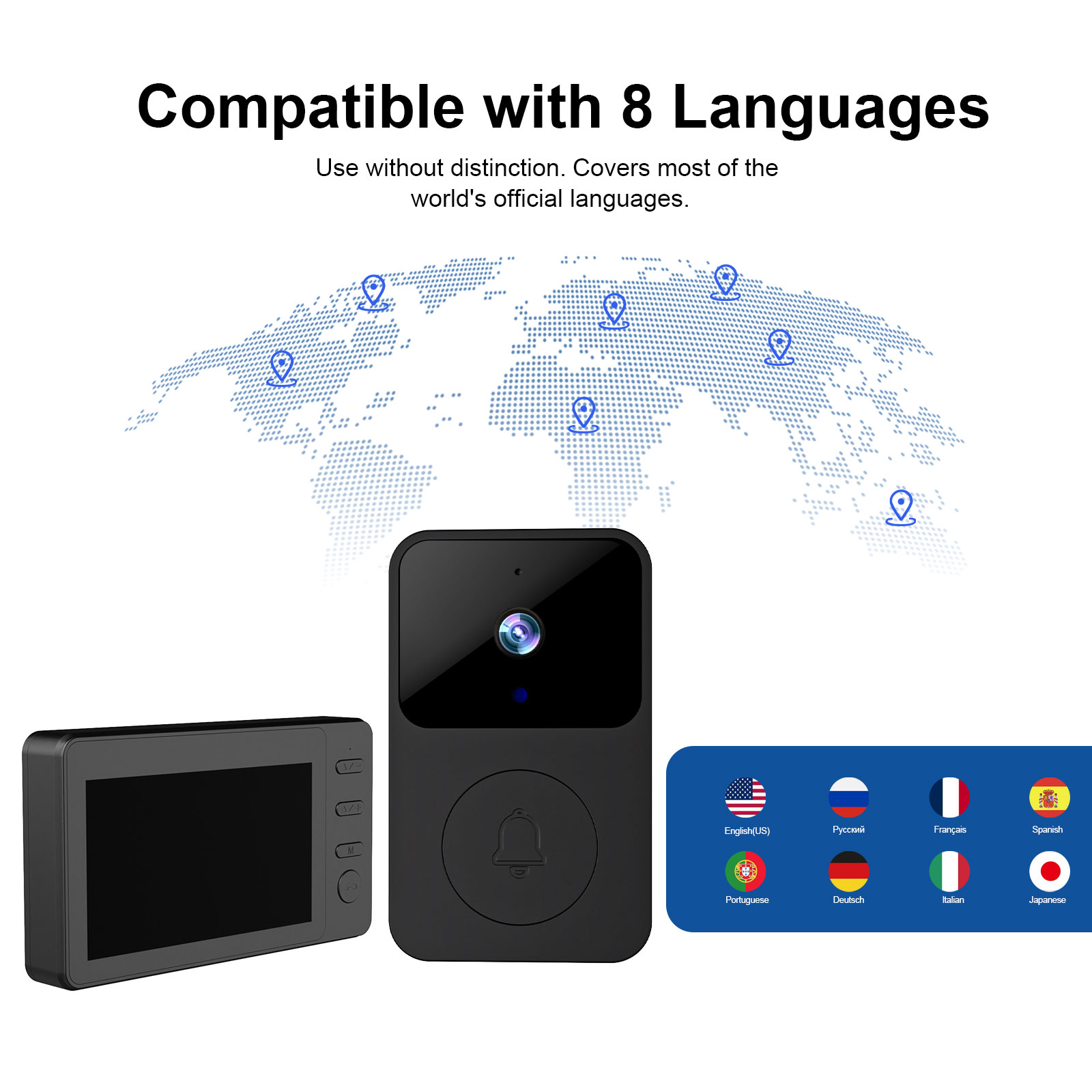 Wireless Smart Video Doorbell Camera with 4.3" IPS Monitor, No WiFi No App Doorbell Camera, Two-Way Audio, IR Night Vision, 80m Long Range, Easy Installation Home Security Doorbell System