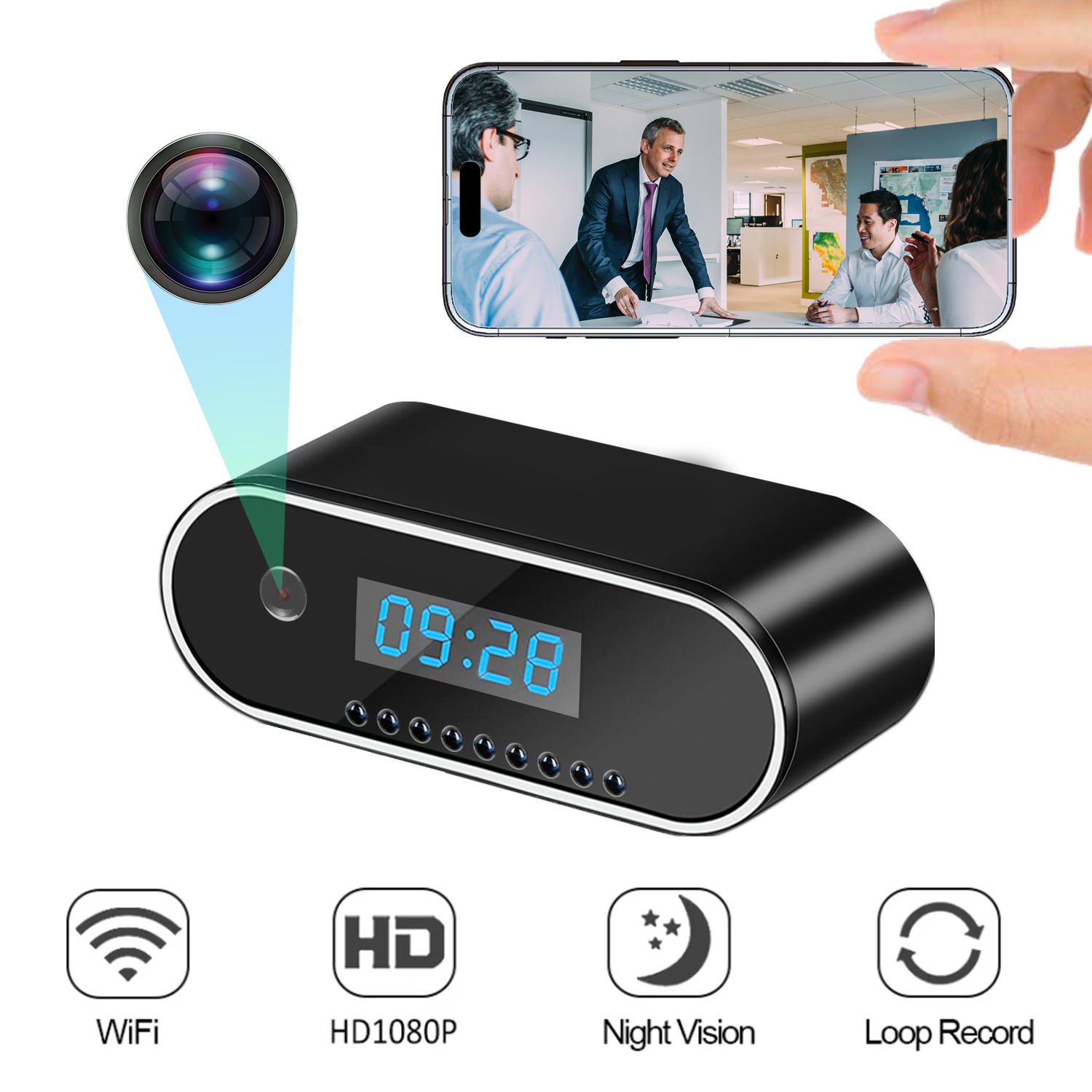 1080P WiFi Mini Security Camera with Motion Detection, Infrared Night Vision, Remote App Monitoring, TF Card Recording and 24/7 Home Protection