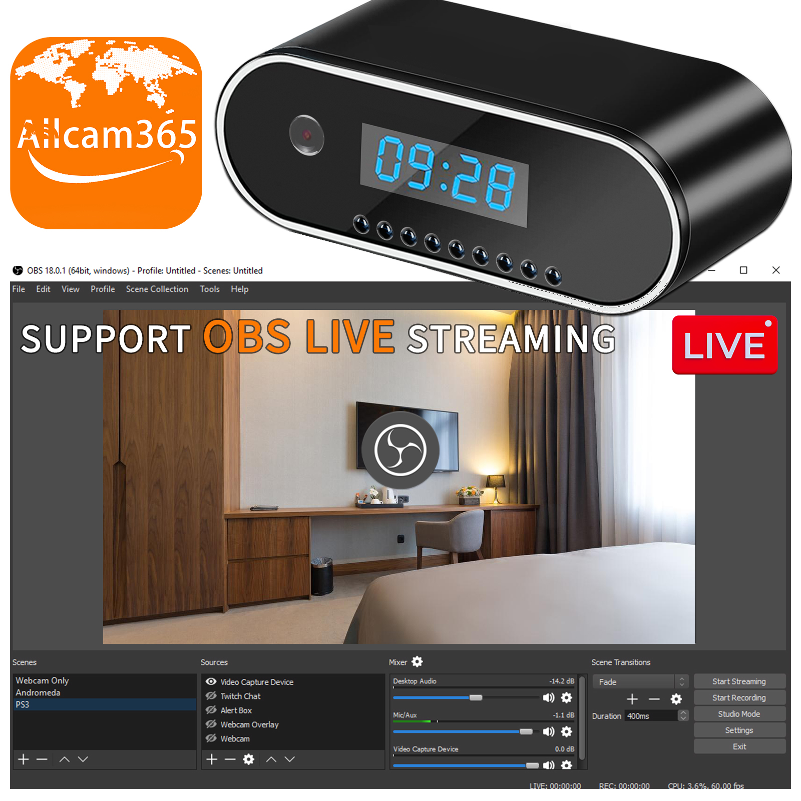 1080P WiFi Mini Security Camera with Motion Detection, Infrared Night Vision, Remote App Monitoring, TF Card Recording and 24/7 Home Protection