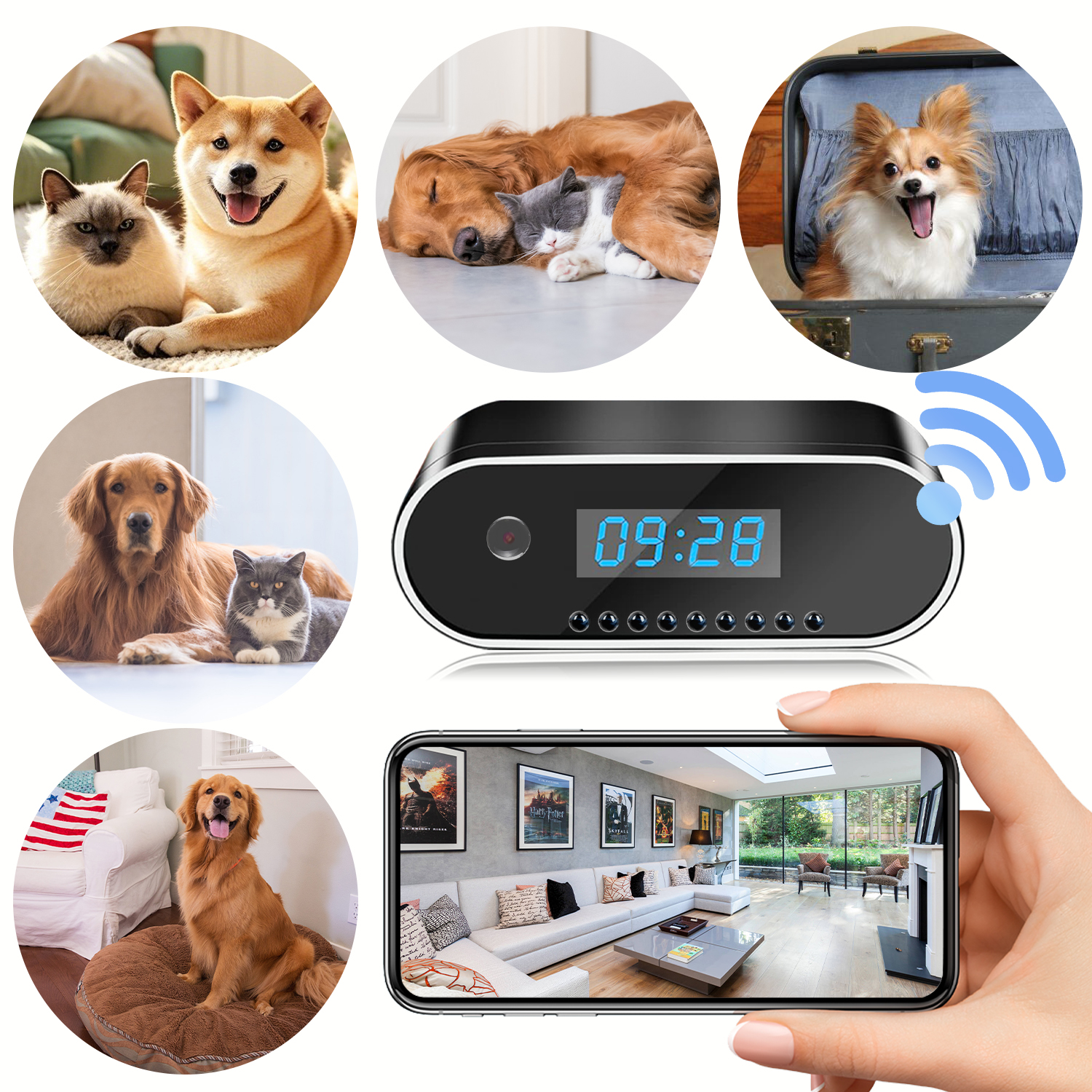 1080P WiFi Mini Security Camera with Motion Detection, Infrared Night Vision, Remote App Monitoring, TF Card Recording and 24/7 Home Protection