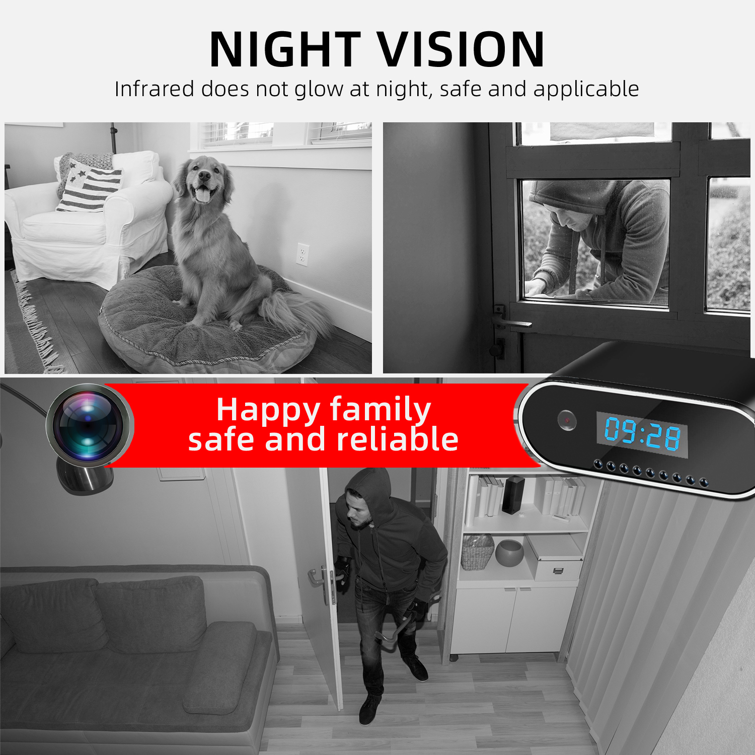 1080P WiFi Mini Security Camera with Motion Detection, Infrared Night Vision, Remote App Monitoring, TF Card Recording and 24/7 Home Protection