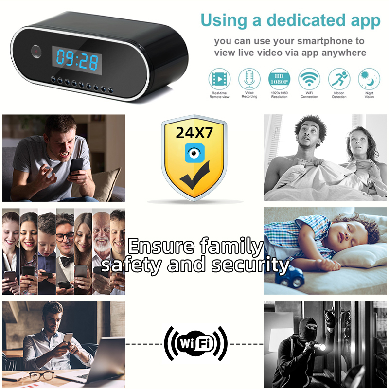 1080P WiFi Mini Security Camera with Motion Detection, Infrared Night Vision, Remote App Monitoring, TF Card Recording and 24/7 Home Protection