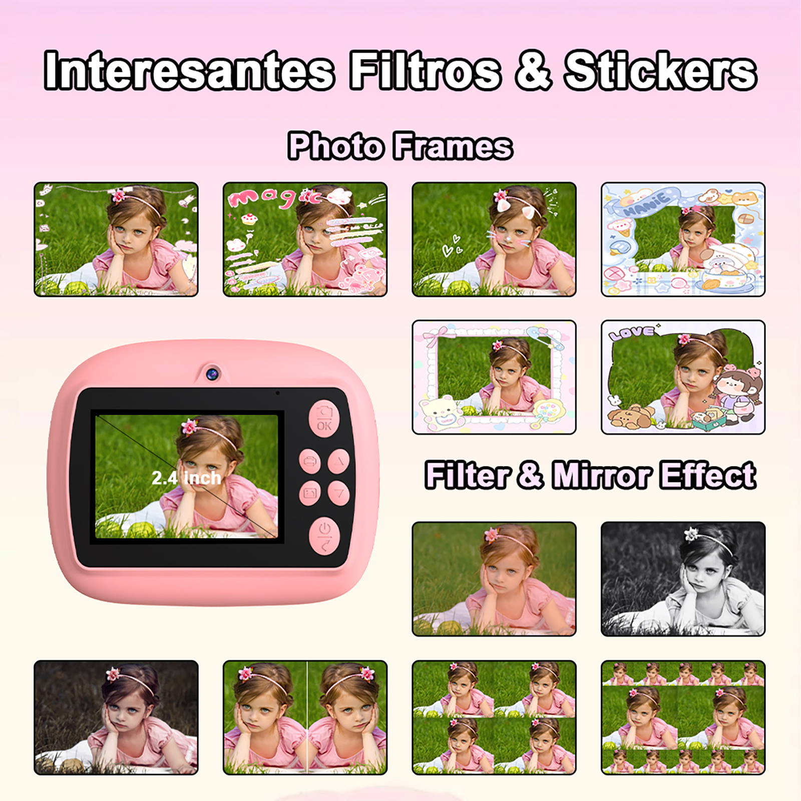 Kids Instant Print Camera with 1080P Video, Dual Lens, 2.4" IPS Screen, 32GB Card, Photo Printing, Puzzle Games & MP3 Player – Portable Toy Camera for Children