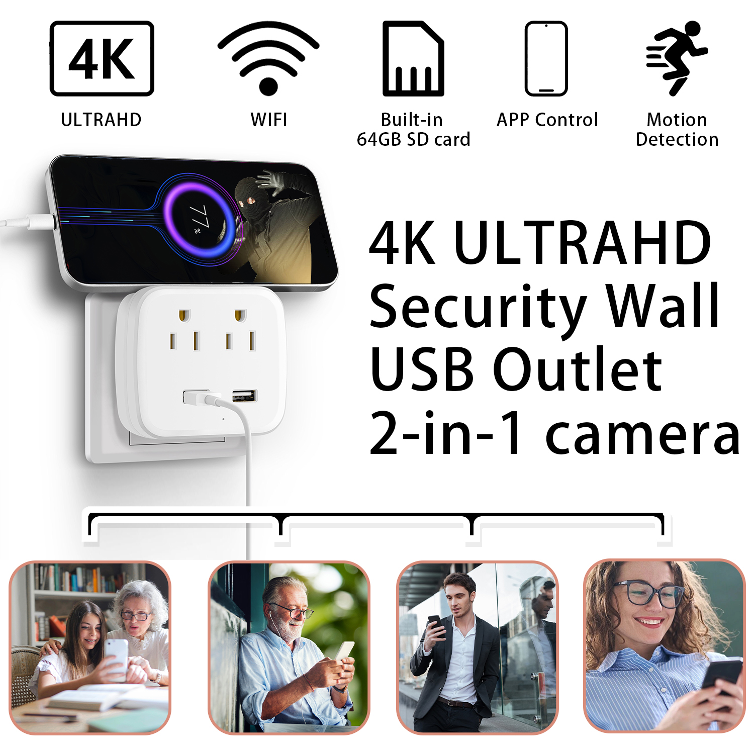 4K Wall Outlet Security Camera