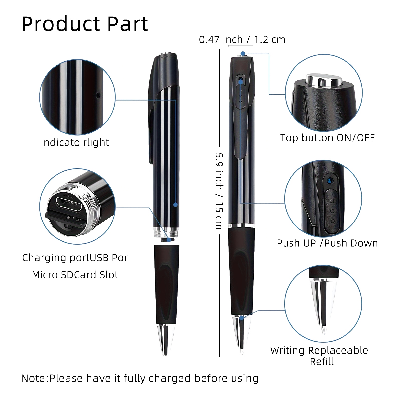 1080P Full HD WiFi Pen Camera - Hidden Surveillance for Home & Office Security