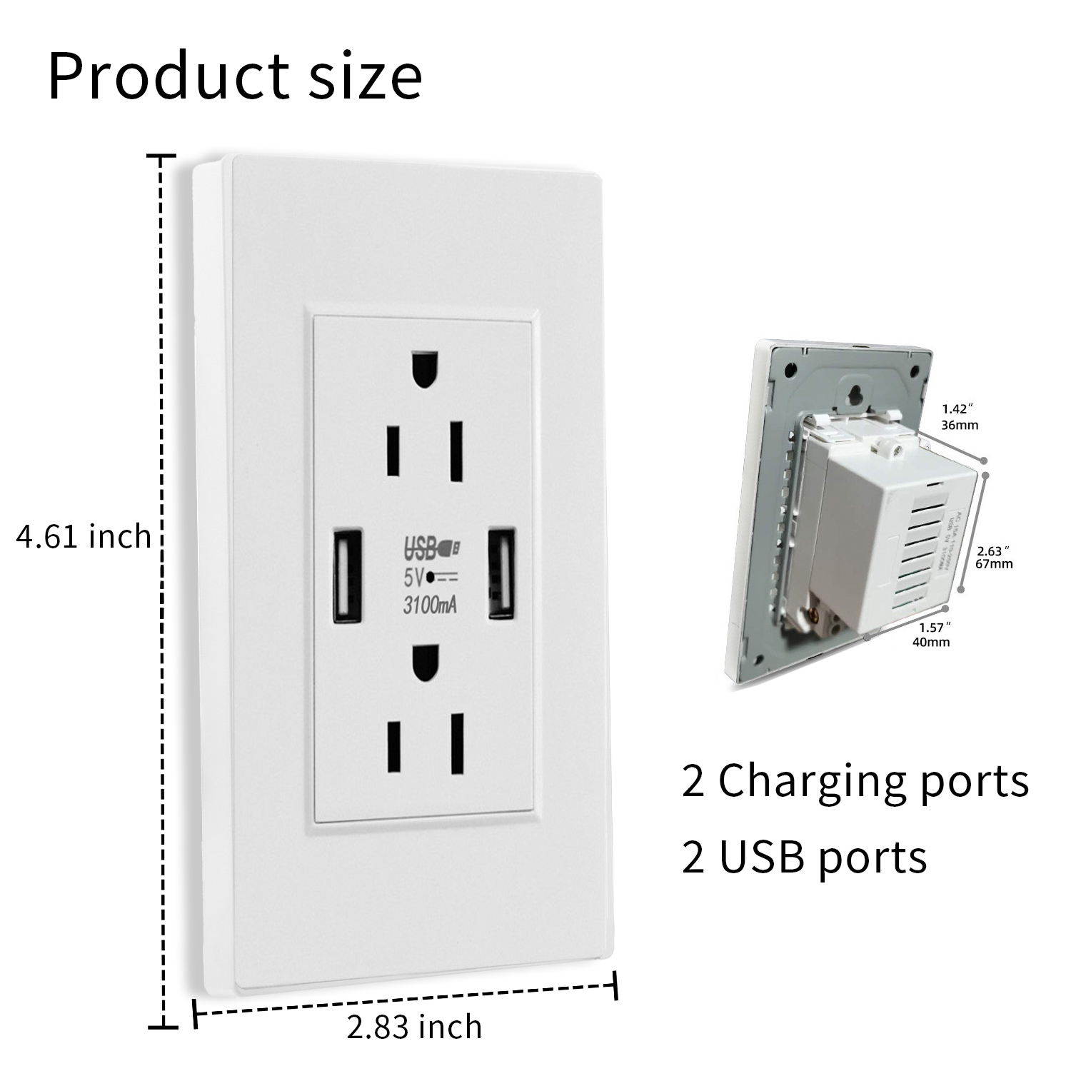 Smart Wall Outlet with 120° Hidden Camera and Dual USB Ports, Built-in Spy Camera Charger Socket for Home Security